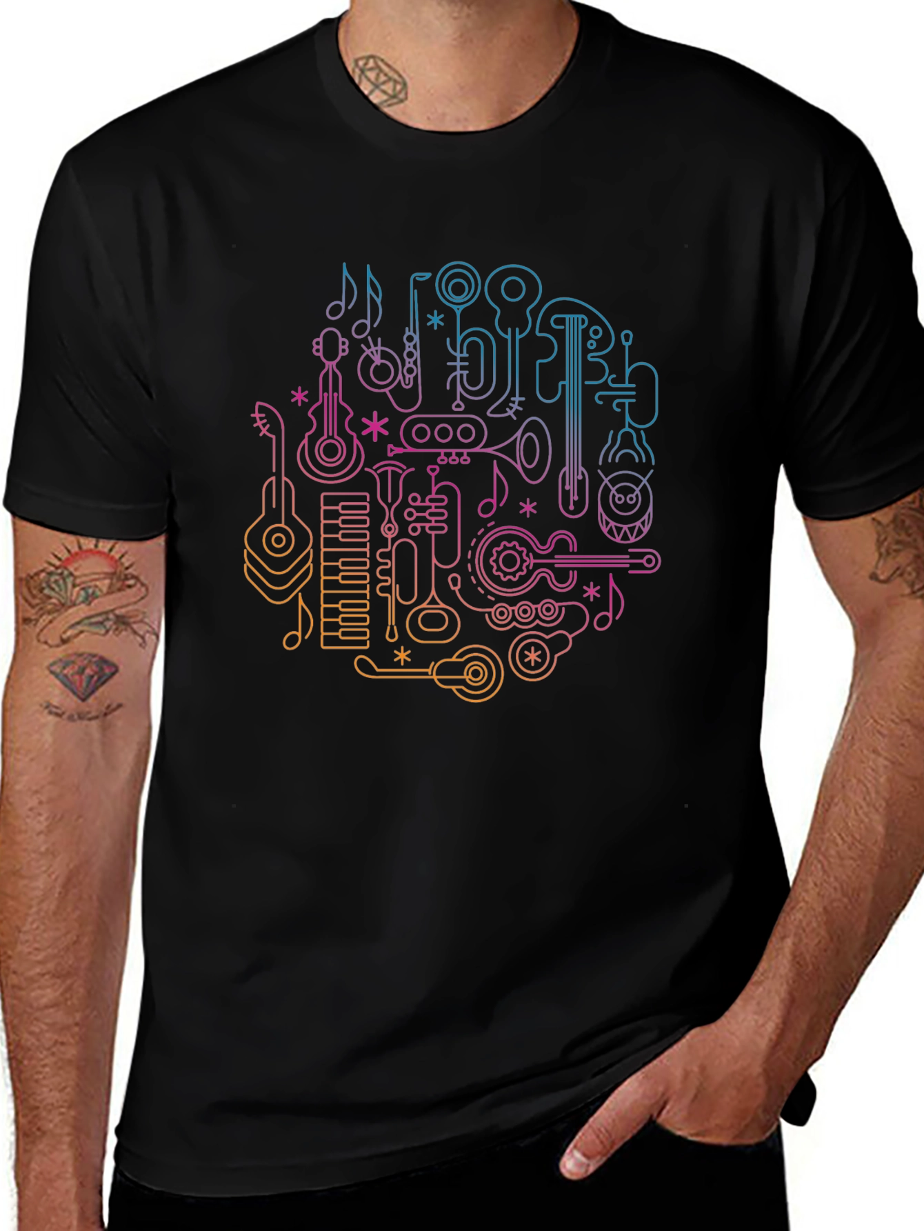 Variant 6 of Music Instrument Graphic Tee - Stylish Black T-Shirt