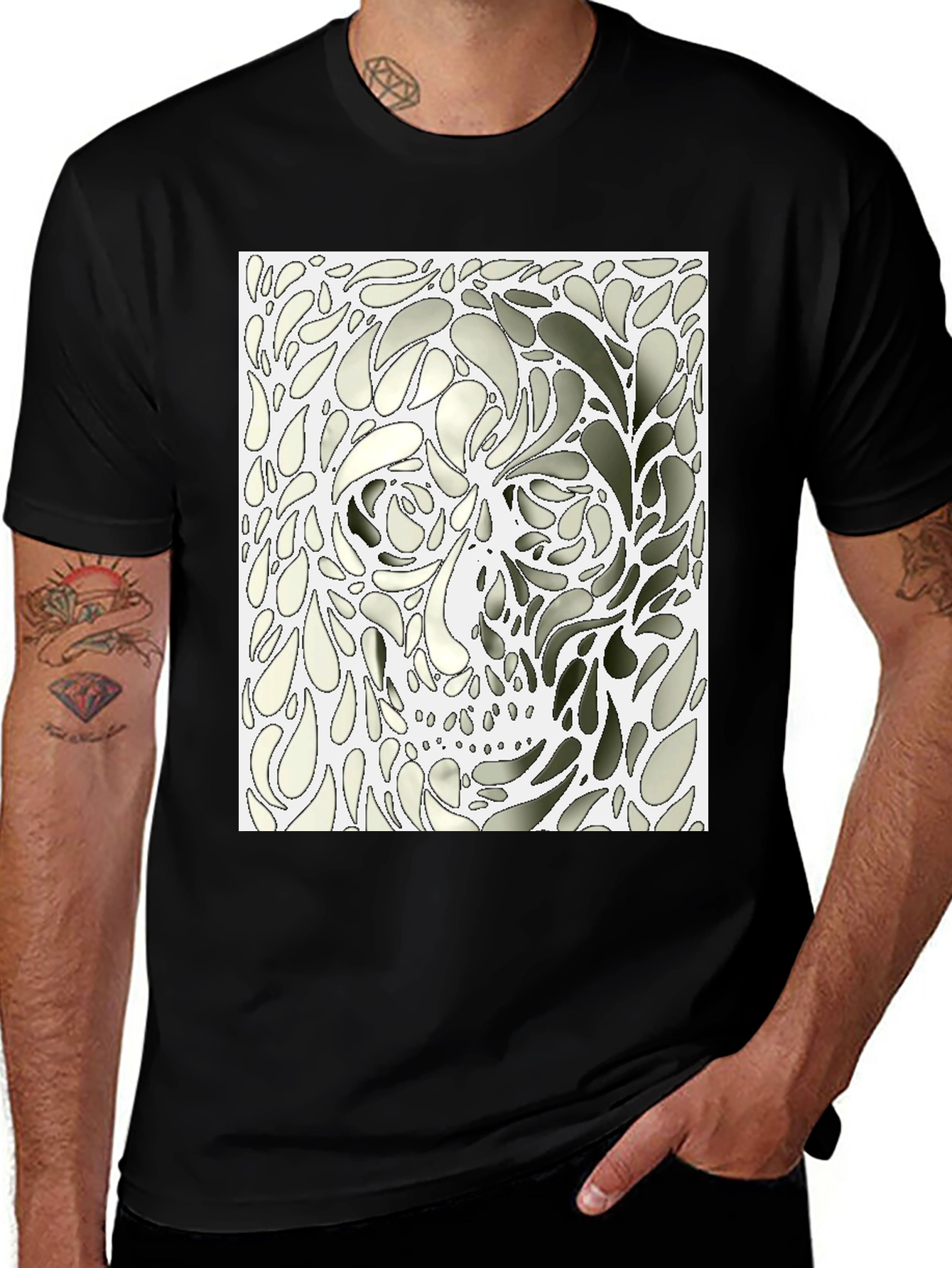 Variant 20 of Abstract Skull Graphic Tee - Black