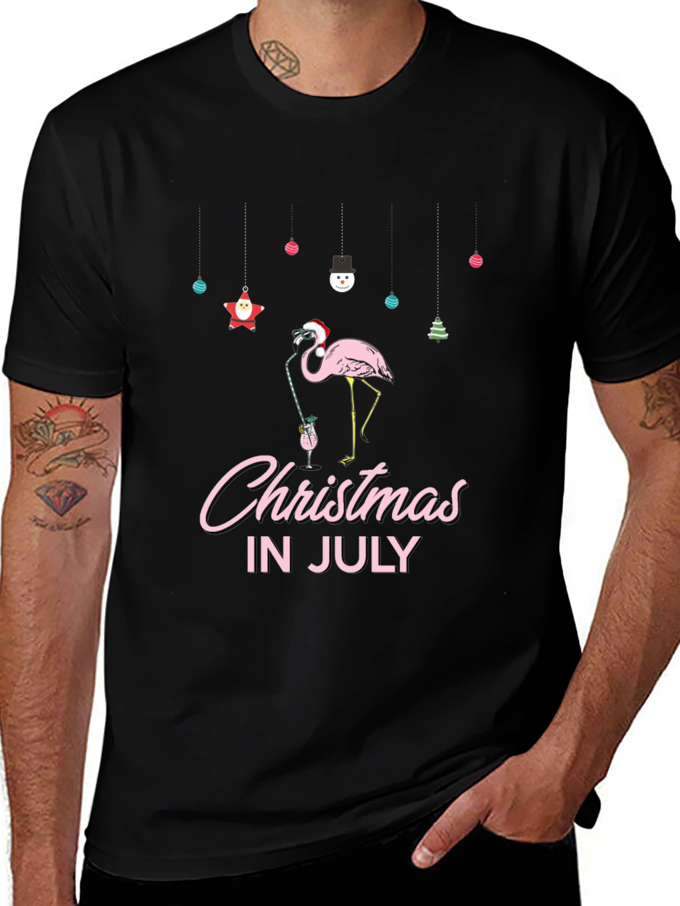 Christmas in July Flamingo T-Shirt