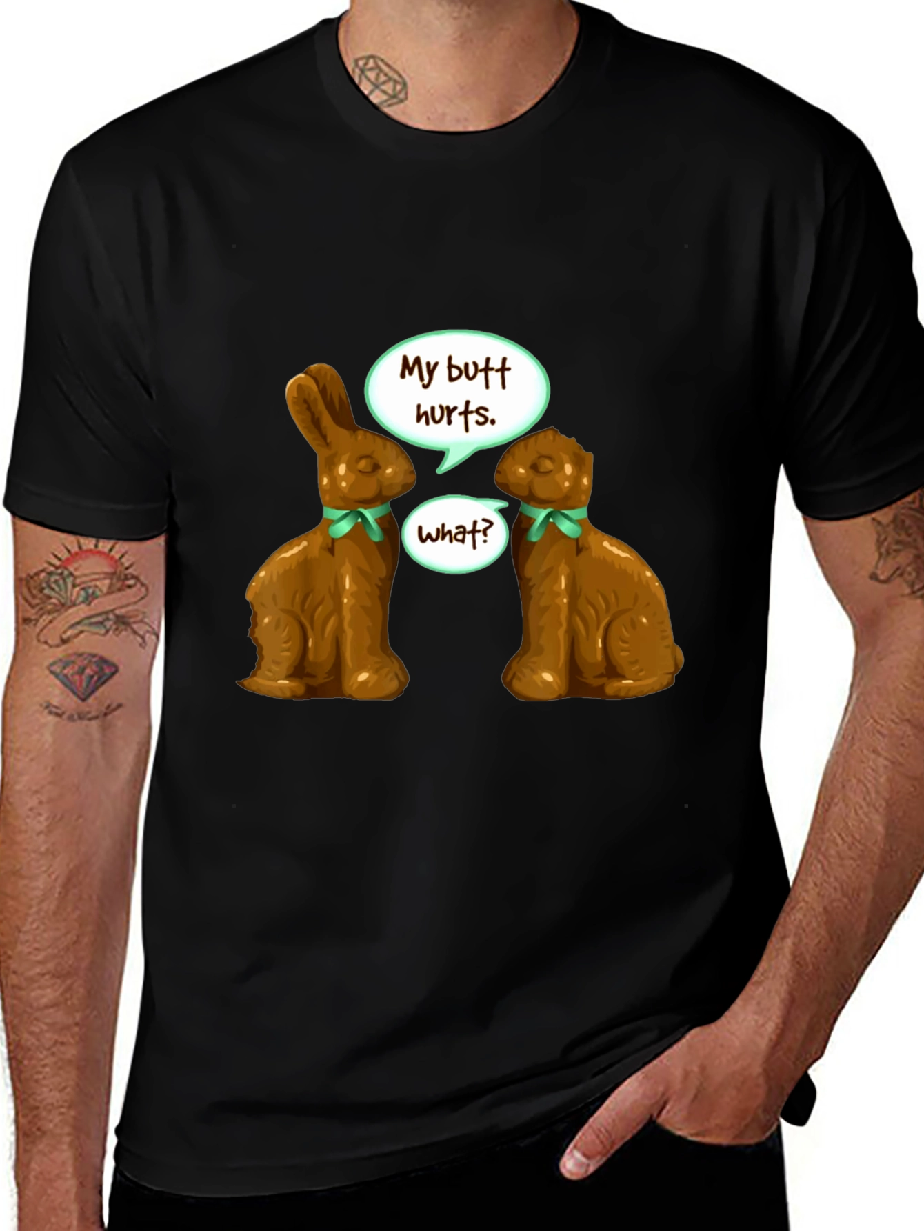 Variant 18 of Funny Chocolate Bunny Butt Hurts T-Shirt