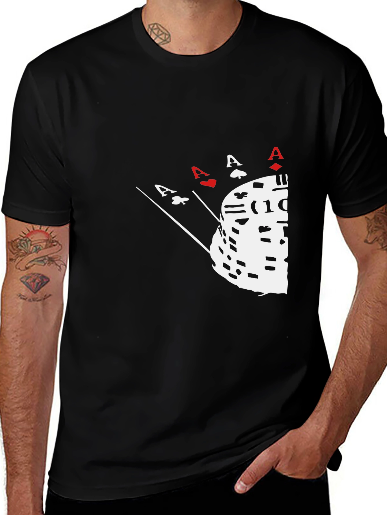 Variant 12 of Poker Ace Hand & Chips Graphic Tee - Black