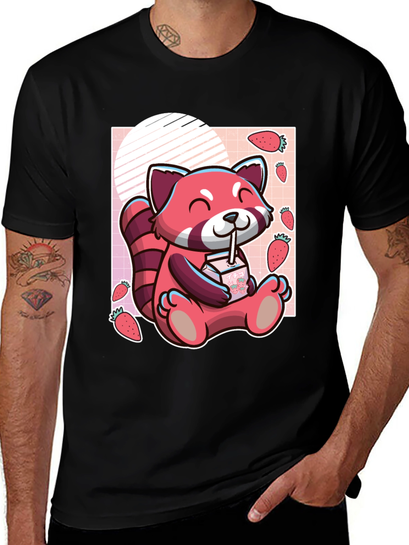 Variant 2 of Red Panda Strawberry Milk T-Shirt
