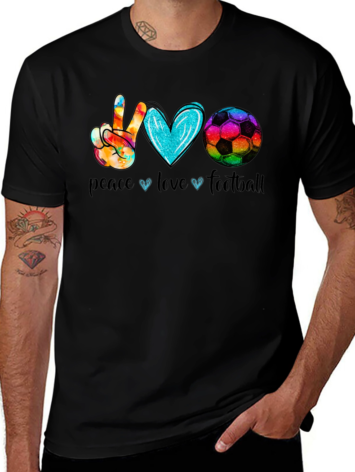 Variant 3 of Peace Love Football Graphic T-Shirt