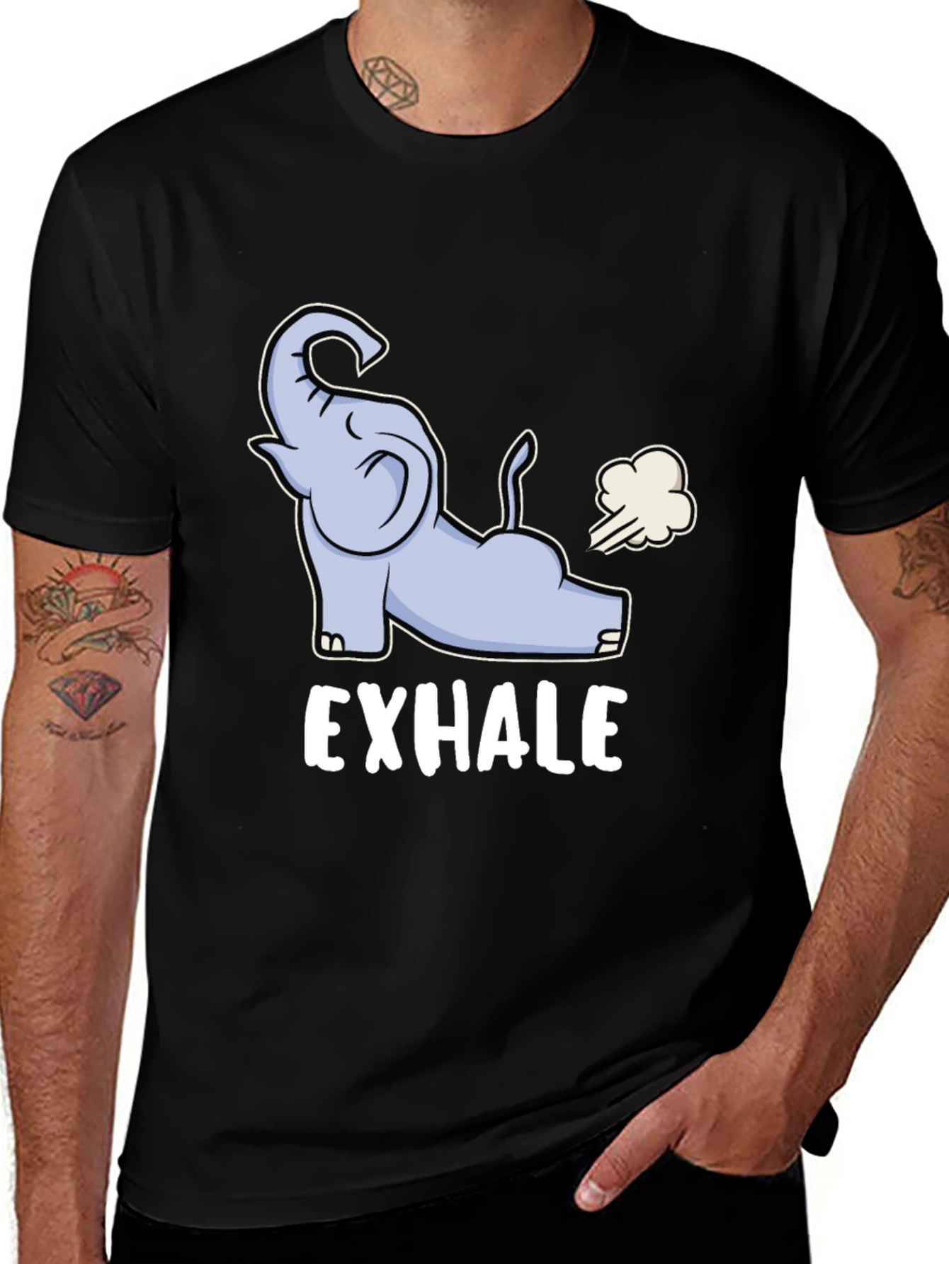Variant 17 of Exhale Elephant Graphic Tee - Casual Comfort