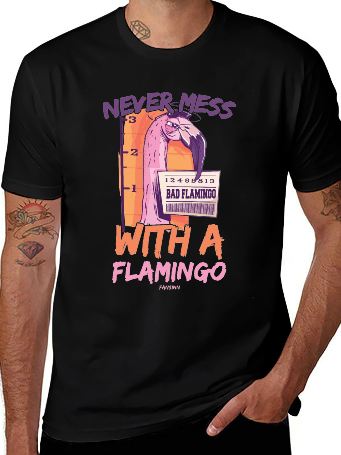 Variant 28 of Bad Flamingo Graphic T-Shirt - Never Mess With A Flamingo