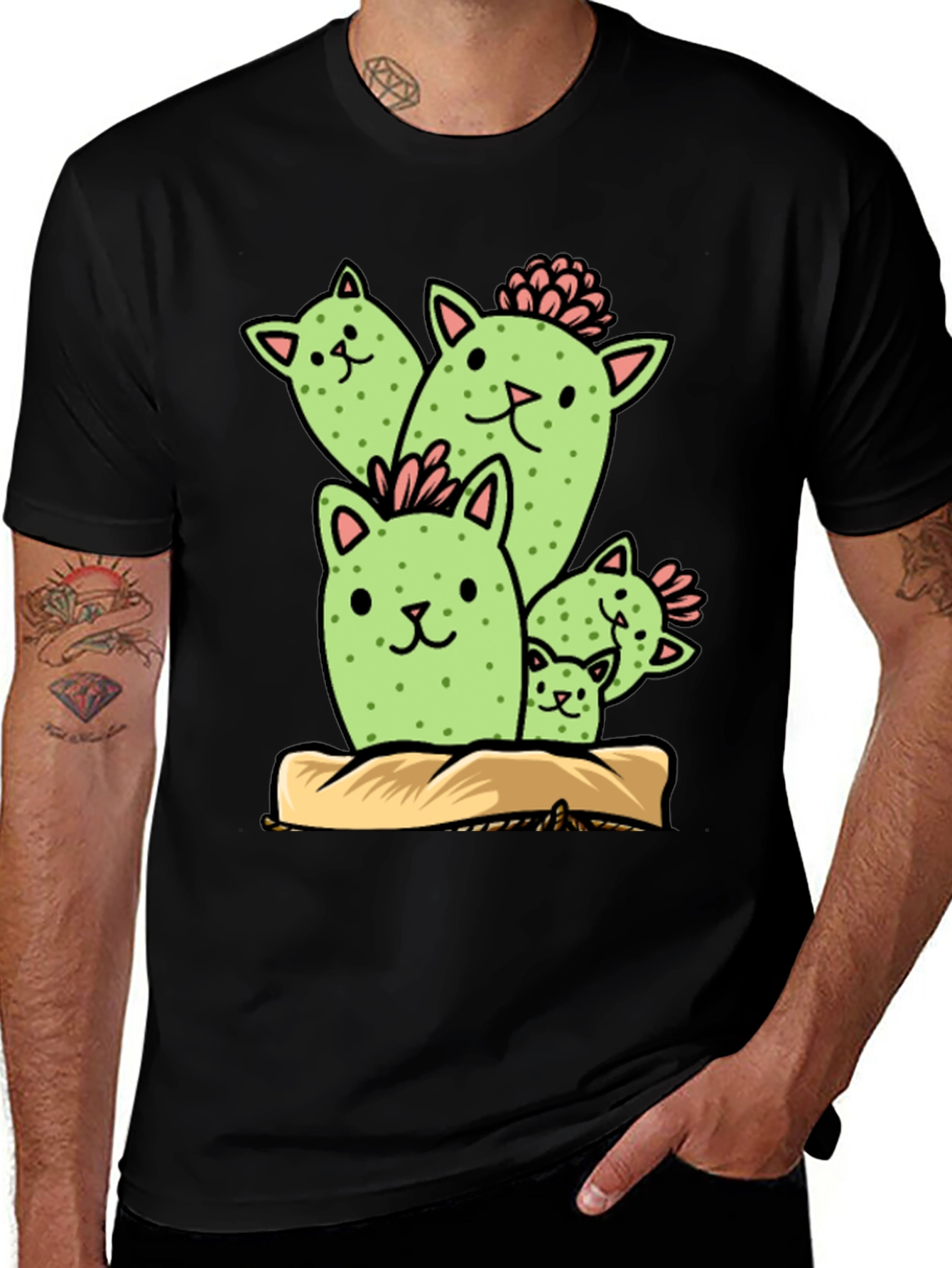 Variant 4 of Cat Cactus Graphic Tee - Funny Plant Lover Shirt
