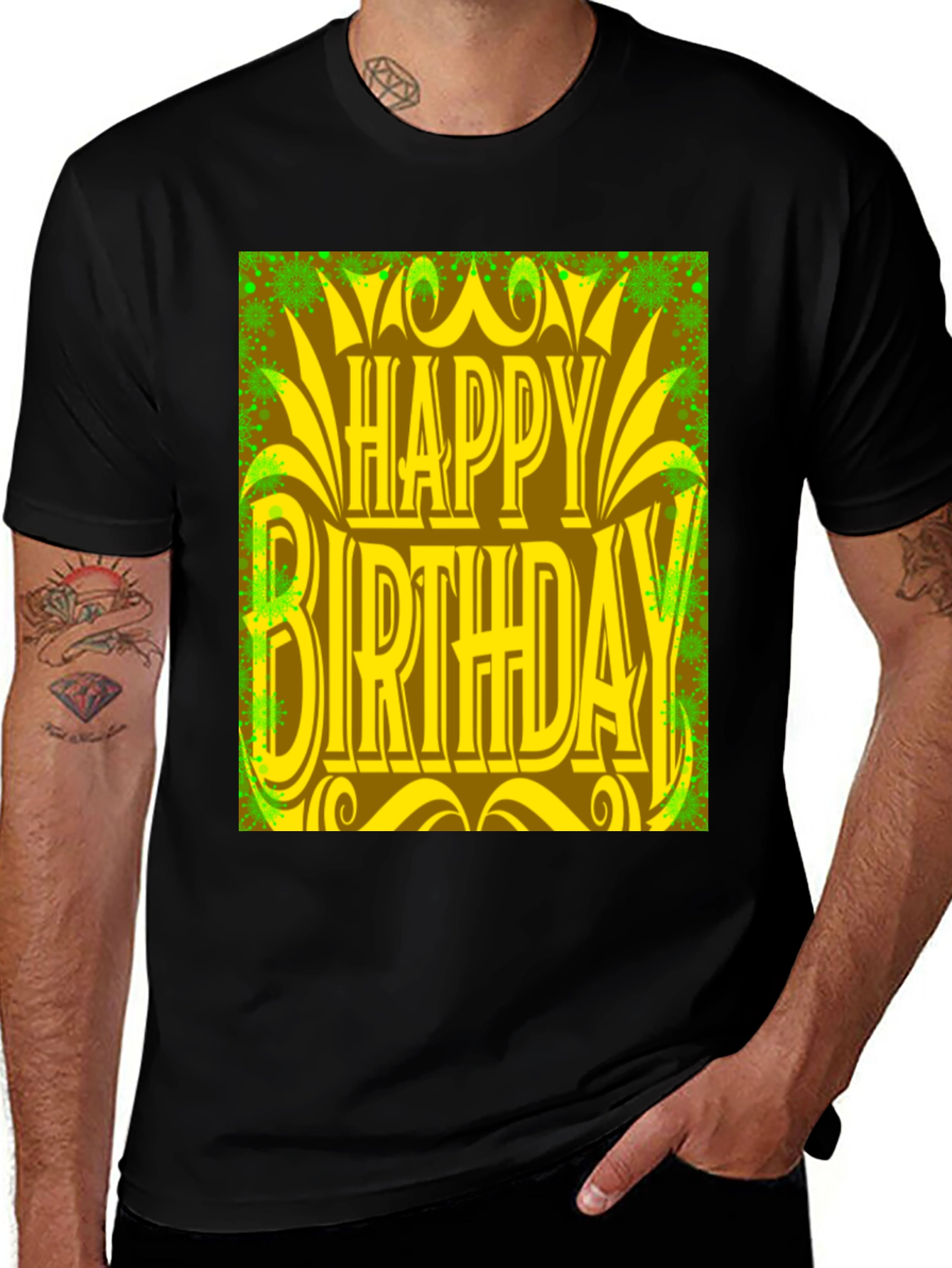 Variant 19 of Happy Birthday Graphic Tee - Black