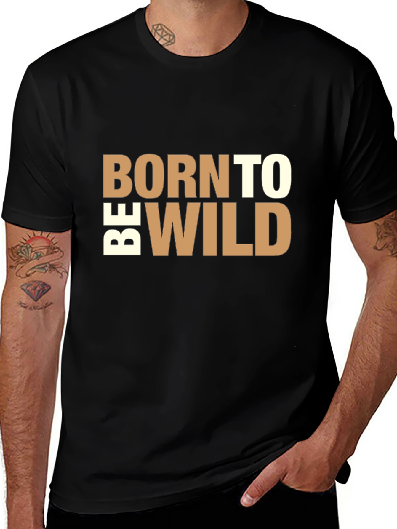 Variant 30 of Born to be Wild Graphic Tee - Black Casual T-Shirt