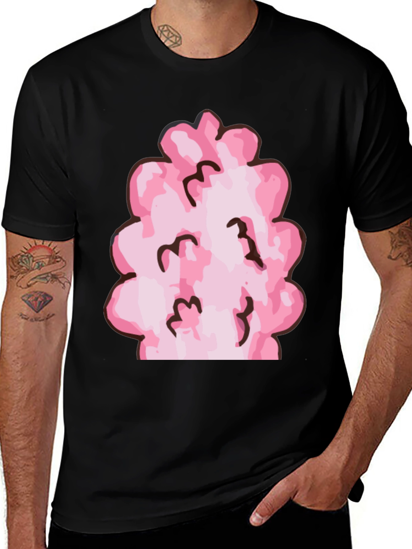 Variant 18 of Black T-Shirt with Pink Cotton Candy Graphic