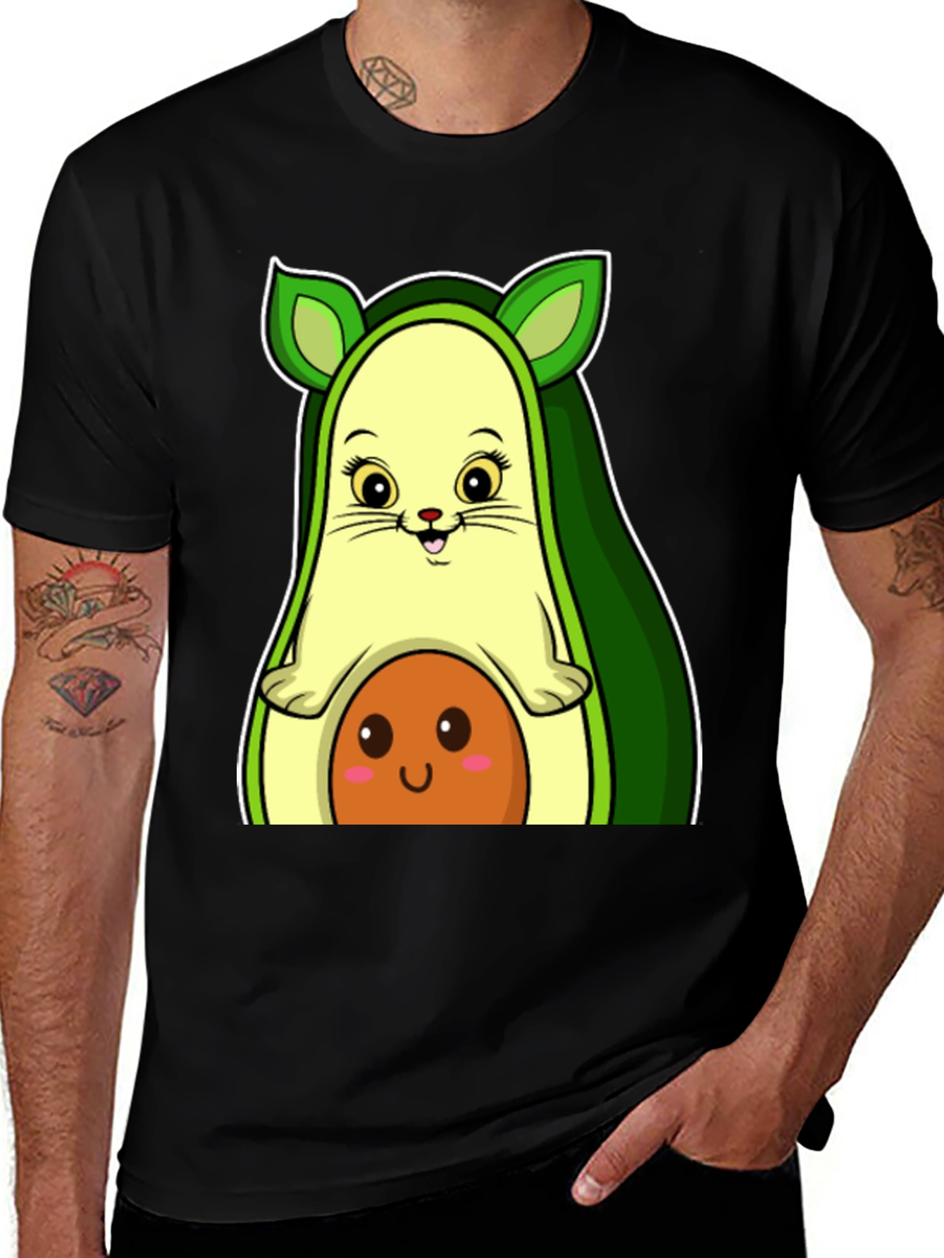 Variant 7 of Avocado Cat T-Shirt - Kawaii Cute Graphic Tee
