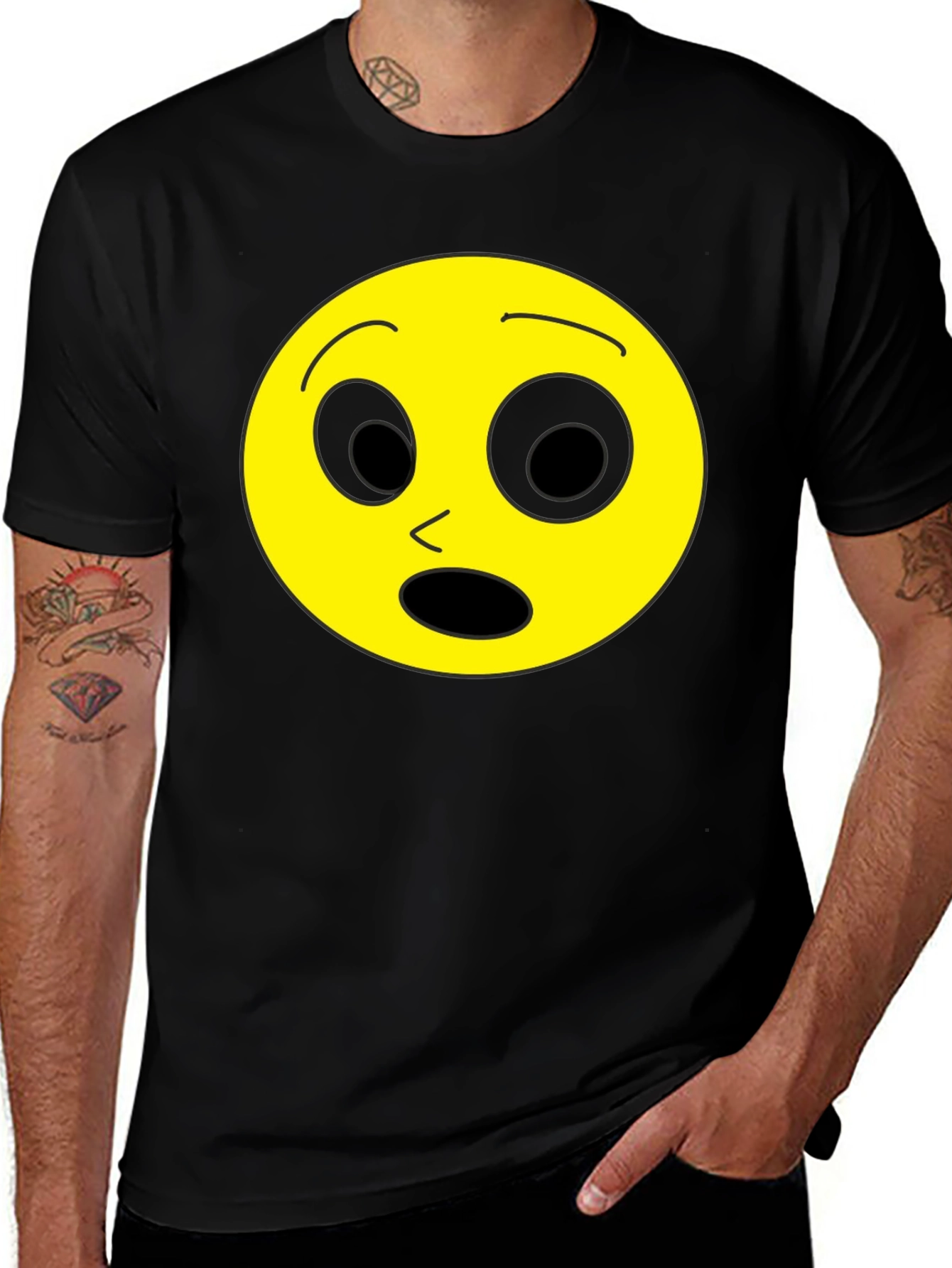 Variant 26 of Shocked Emoji Black T-Shirt - Express Yourself!