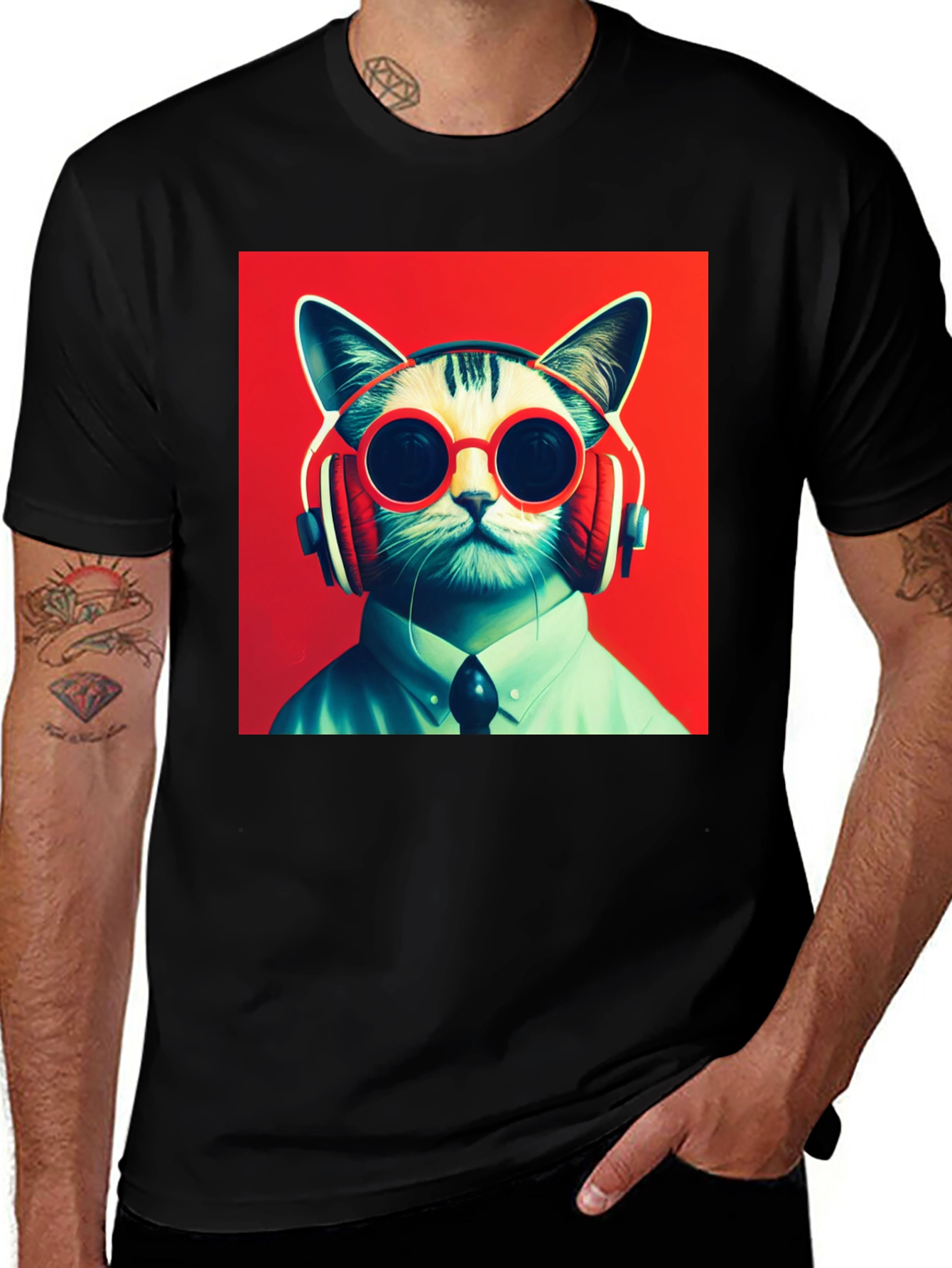 Variant 8 of Cool Cat T-Shirt - DJ Cat Design