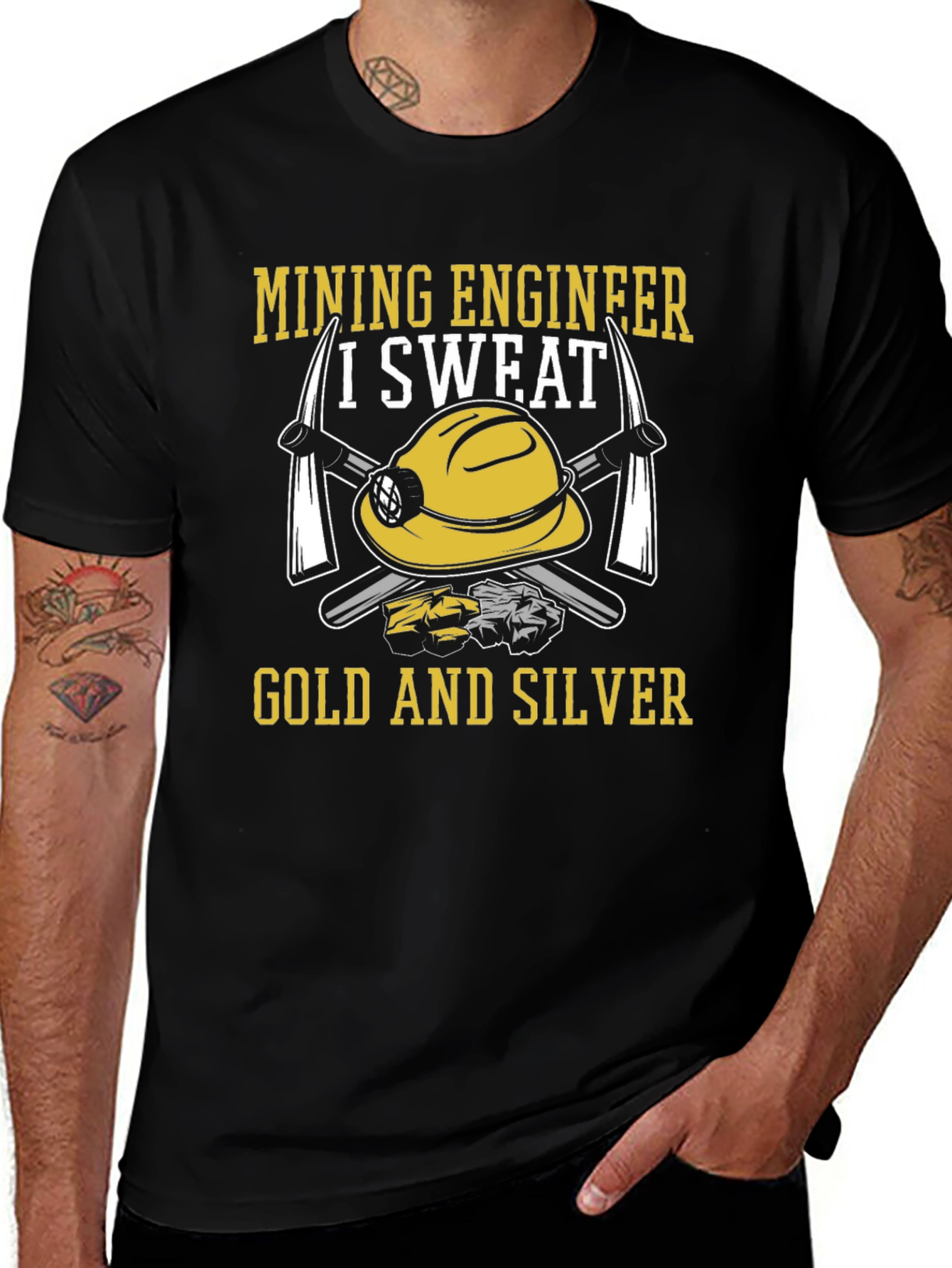 Variant 22 of Mining Engineer T-Shirt - Gold and Silver Graphic Tee