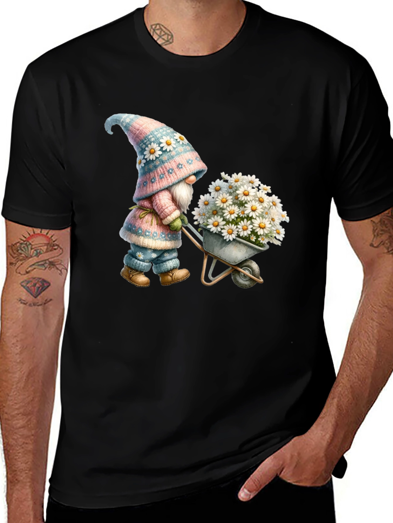 Variant 24 of Gnome with Flowers Graphic T-Shirt