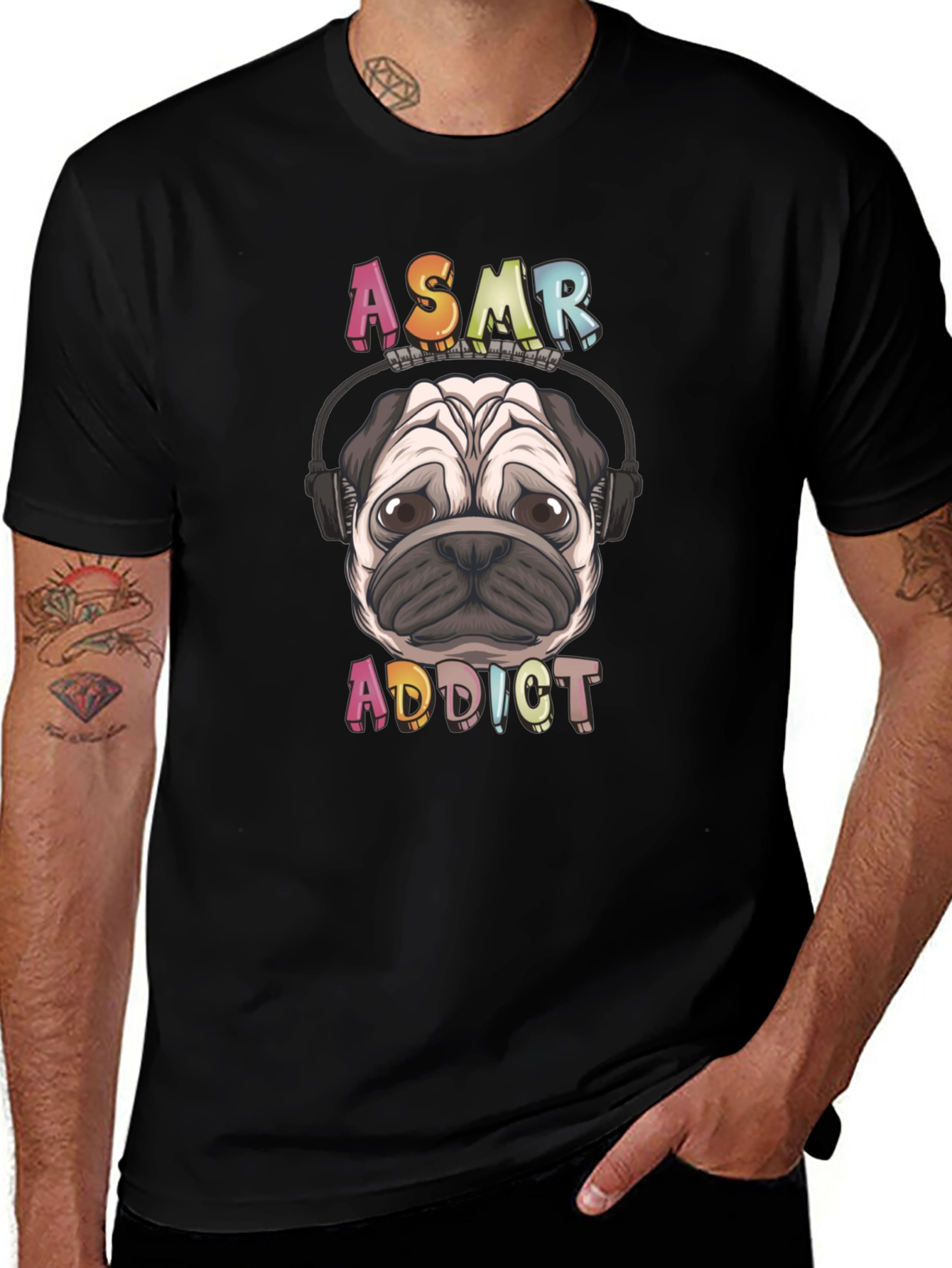 ASMR Addict Pug T-Shirt - Black