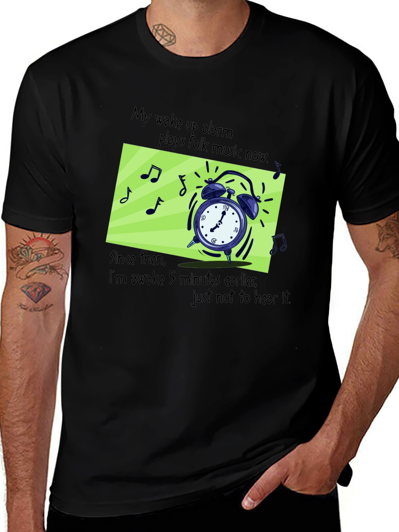 Variant 16 of Folk Music Alarm Clock T-Shirt