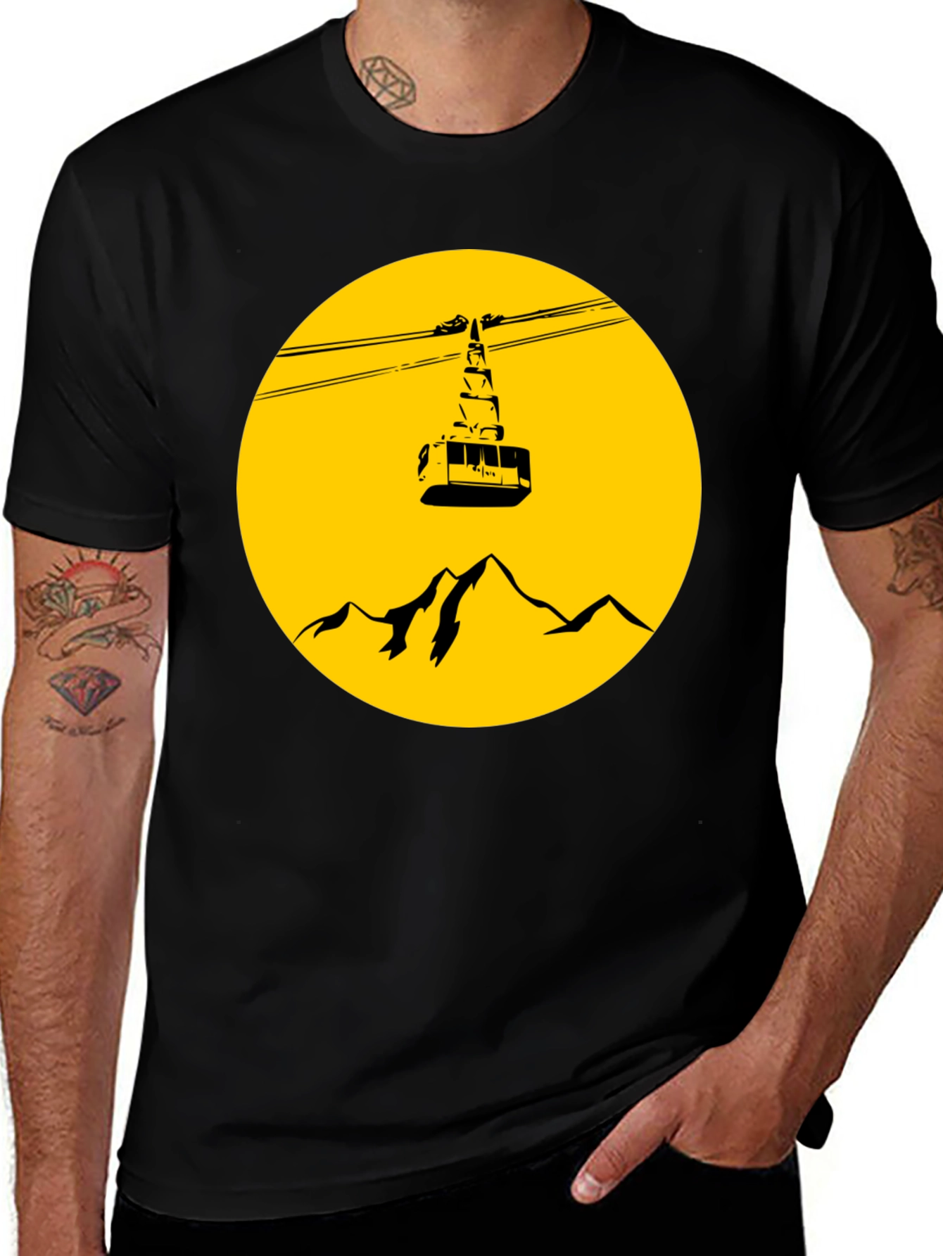 Variant 9 of Mountain Gondola Graphic T-Shirt - Black