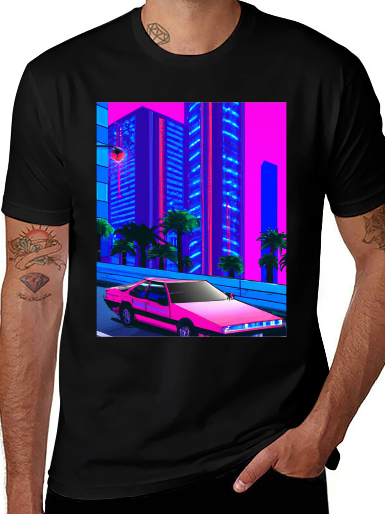 Variant 3 of Retro Wave Black T-Shirt