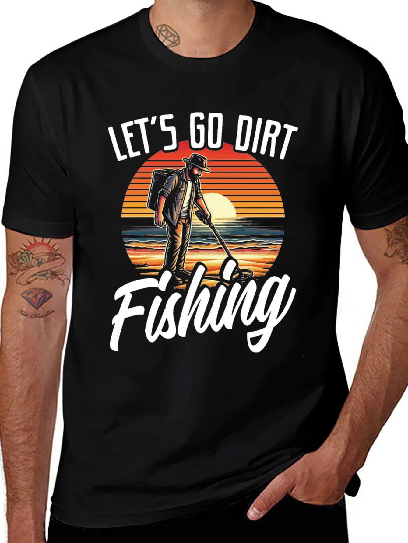 Black Let's Go Dirt Fishing T-Shirt main image