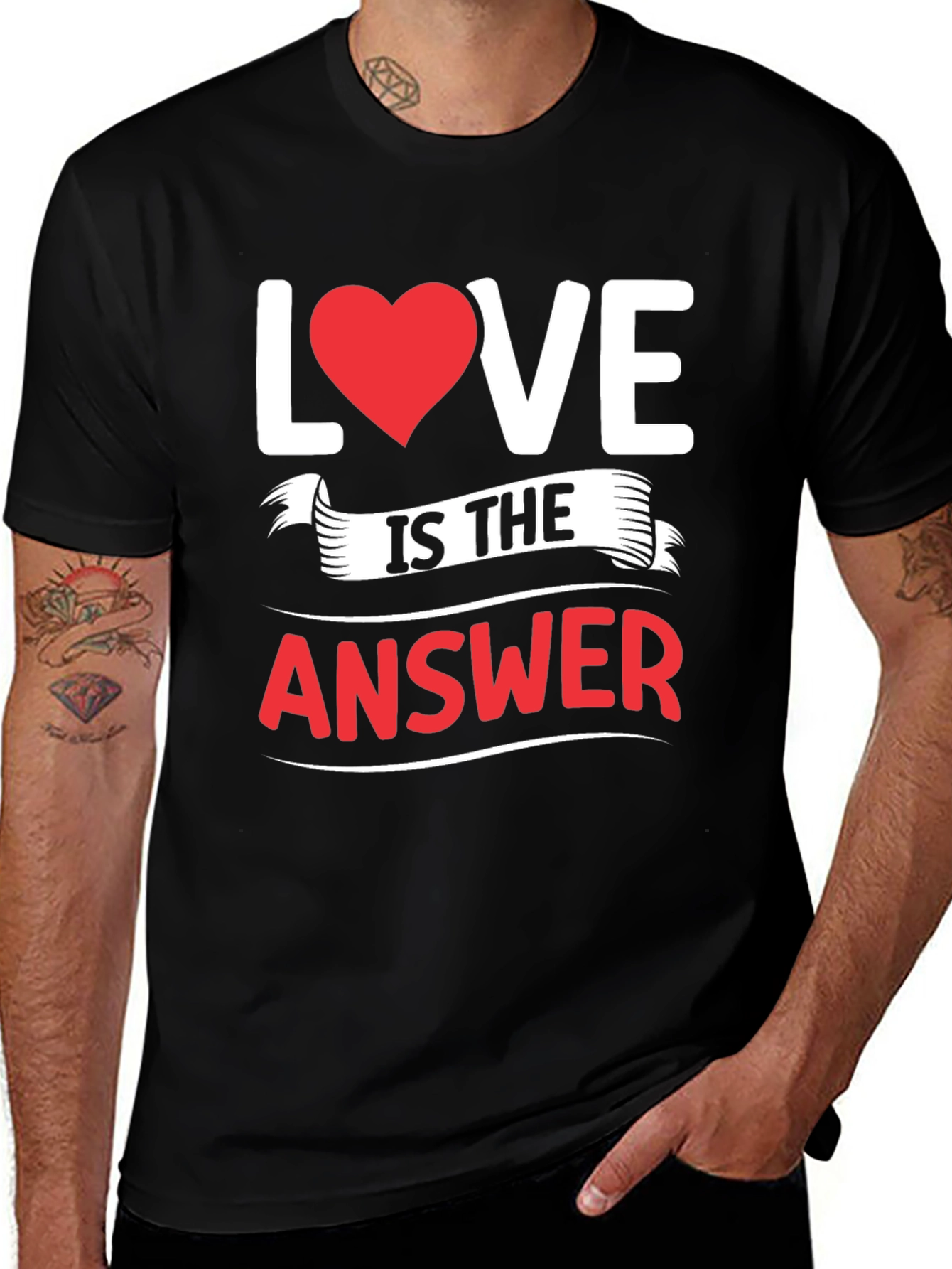 Variant 11 of Love Is The Answer Graphic T-Shirt - Black
