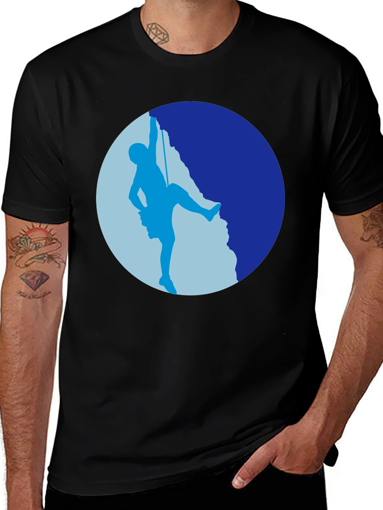 Variant 10 of Rock Climbing Silhouette Graphic Tee - Black