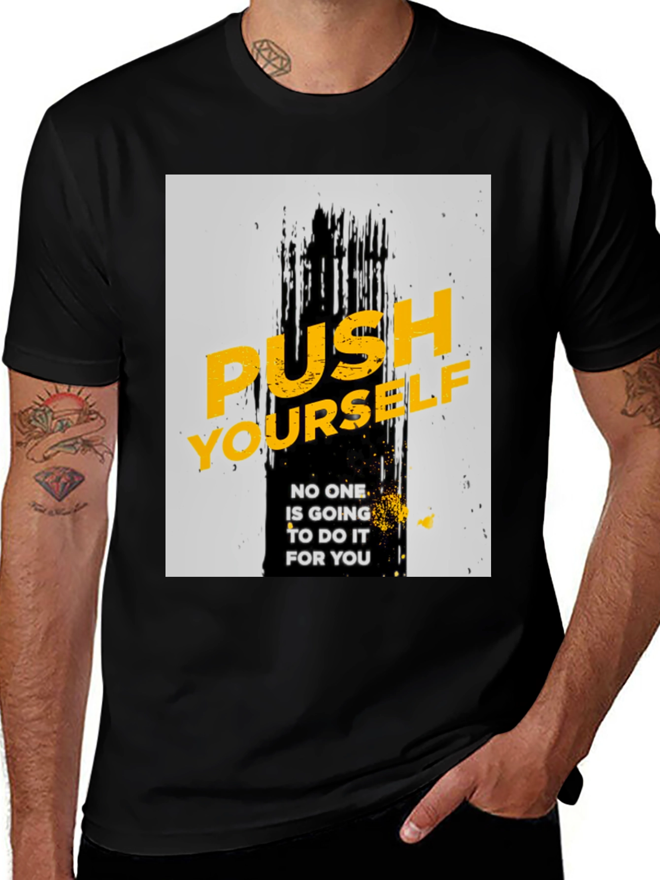 Variant 15 of Motivational Black T-Shirt - Push Yourself
