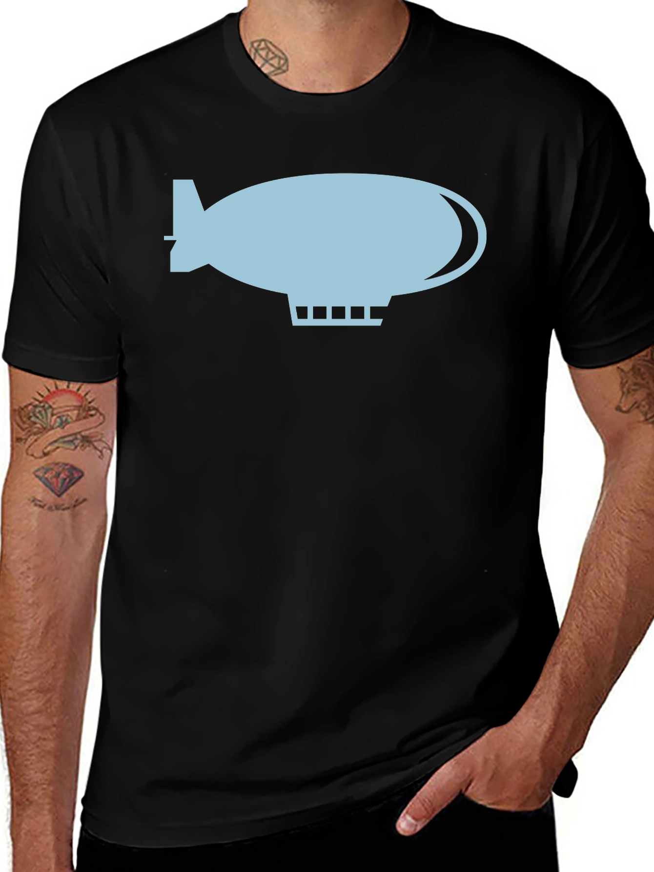 Variant 22 of Airship Graphic Tee - Black Cotton Blend T-Shirt
