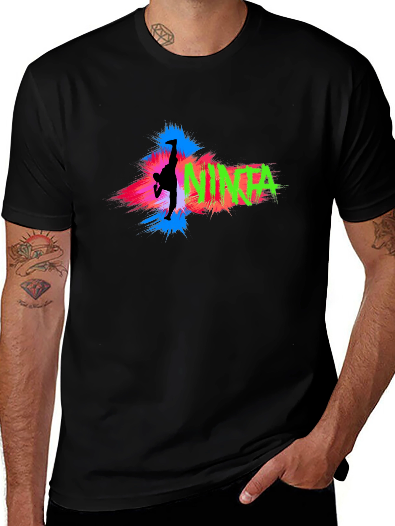 Variant 30 of Ninja Kick Graphic T-Shirt - Black