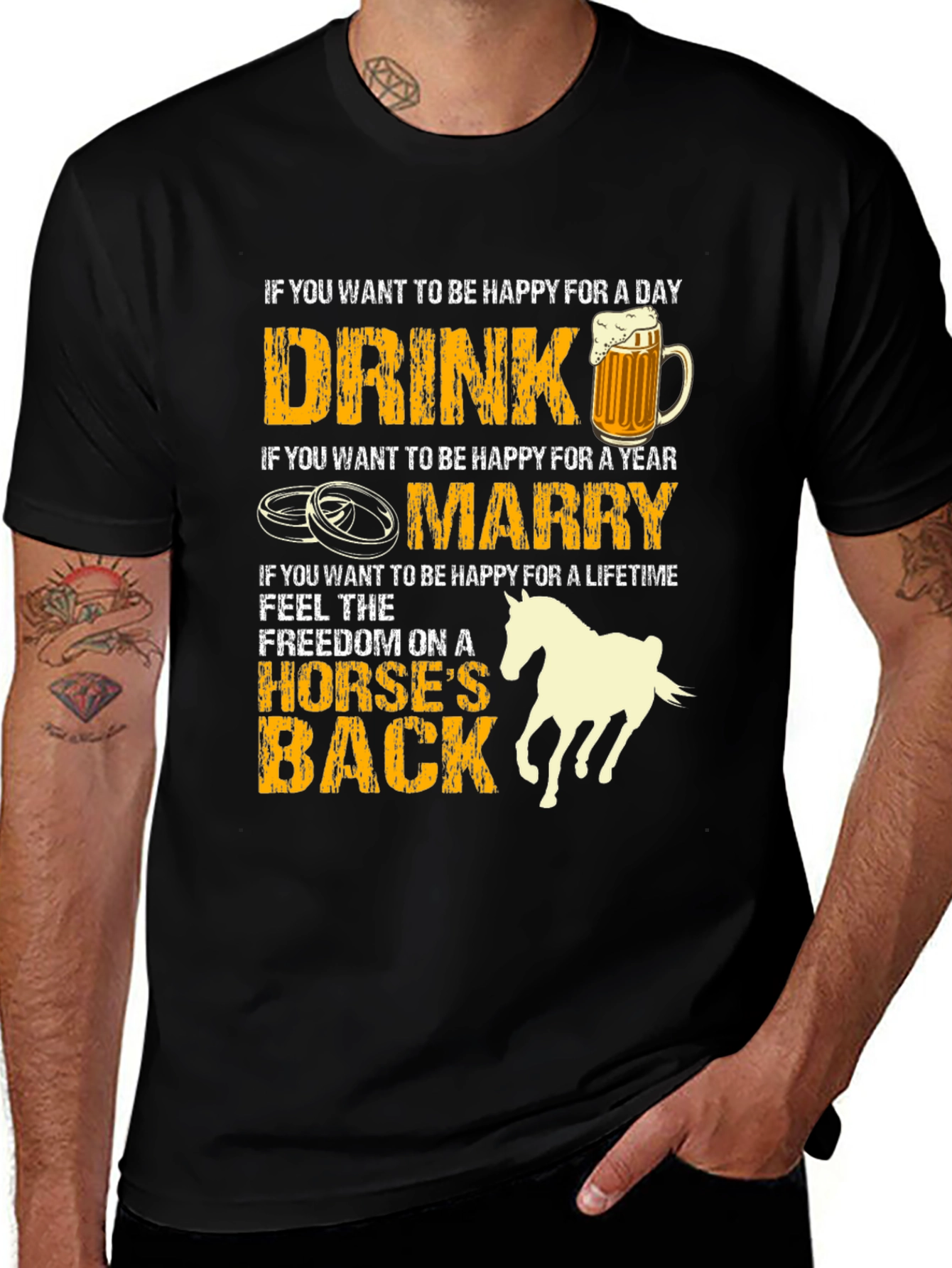 Variant 2 of Drink Marry Horse T-Shirt: Happiness Guide