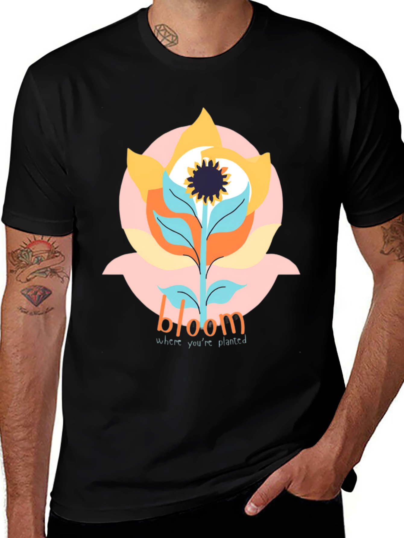 Variant 21 of Bloom Where You're Planted Black Graphic T-Shirt