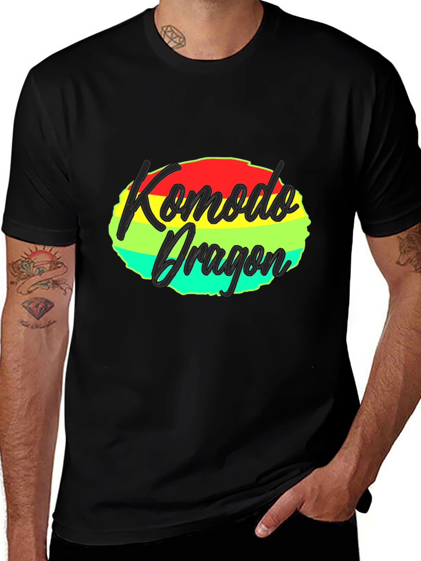 Komodo Dragon T-Shirt Black Cotton Tee