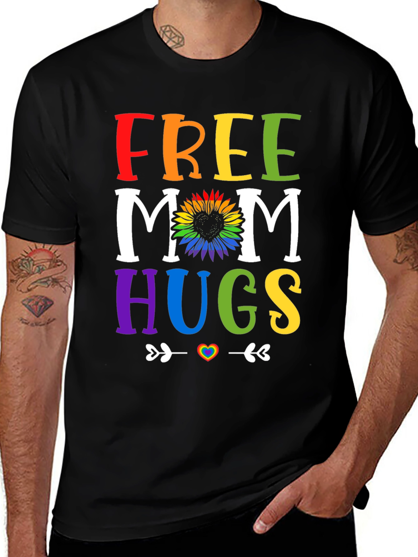 Free Mom Hugs Rainbow Graphic Tee