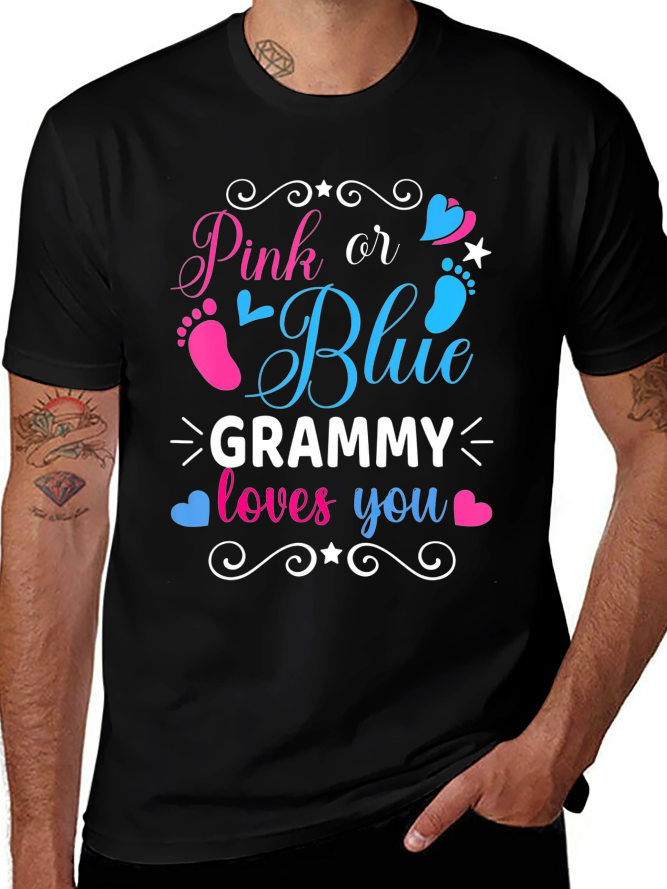 Pink or Blue Grammy Loves You Gender Reveal T-Shirt