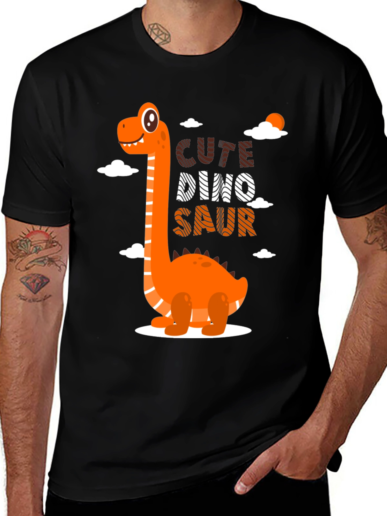 Variant 8 of Cute Dino-Saur Black Graphic T-Shirt