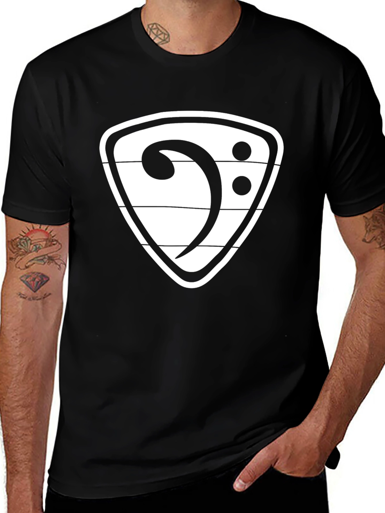 Variant 27 of Bass Clef Staff T-Shirt - Music Lover Tee