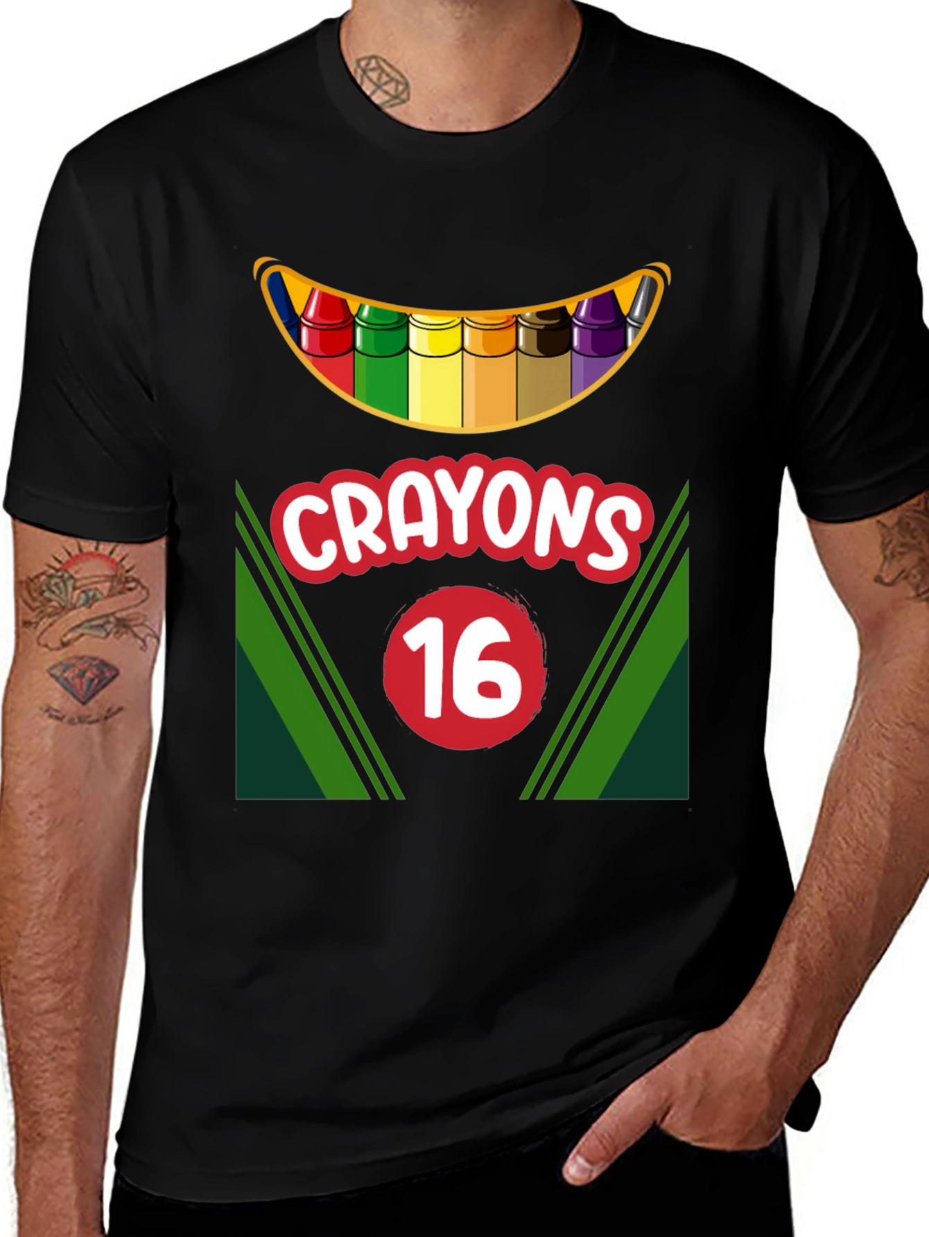 Crayons 16 T-Shirt Funny Art Teacher Shirt