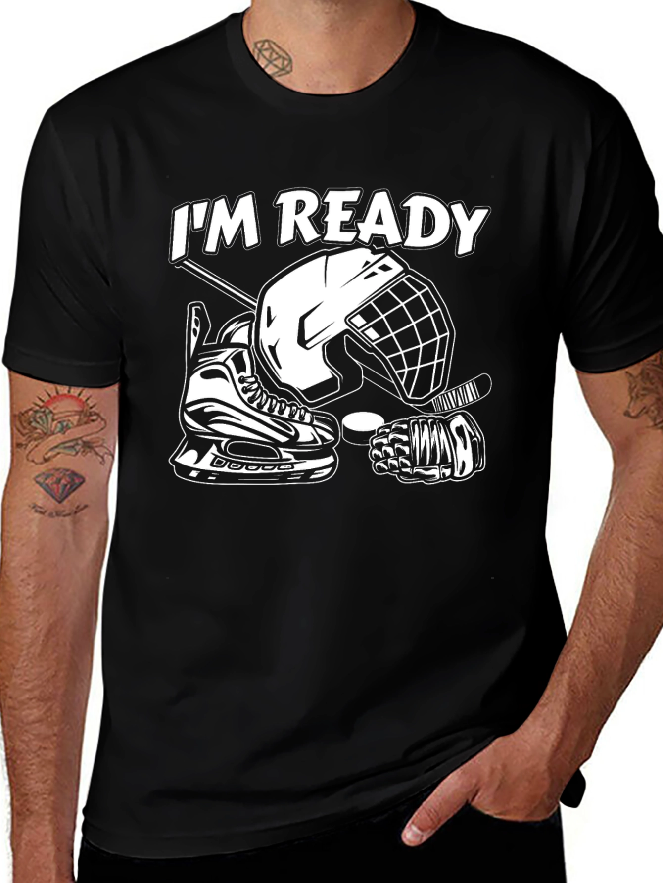 Black I'm Ready Hockey T-Shirt main image
