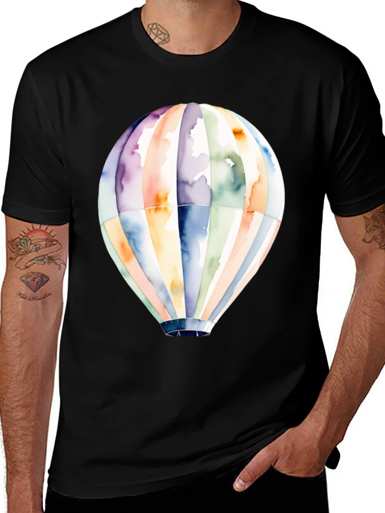 Variant 27 of Watercolor Hot Air Balloon Graphic Tee