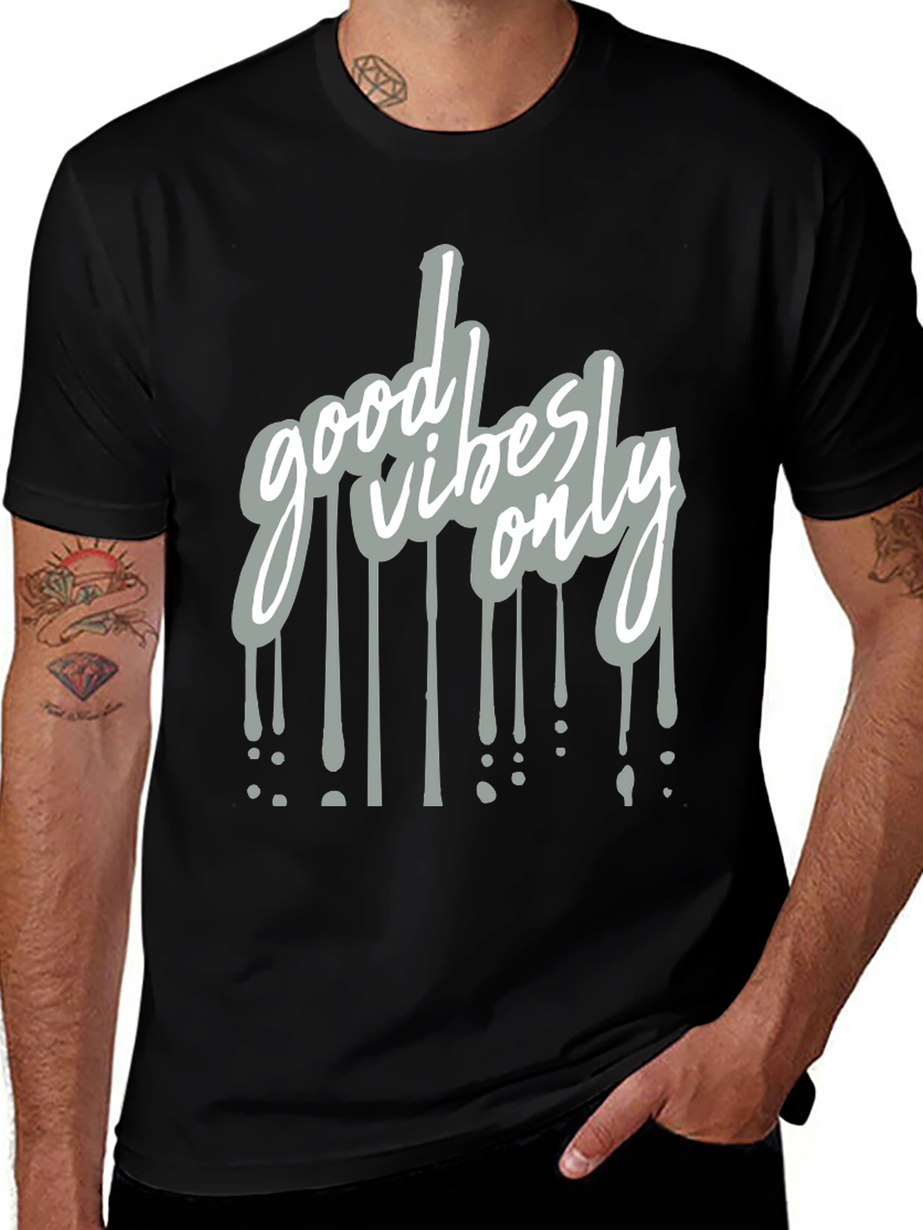 Variant 27 of Good Vibes Only Graphic Print Black T-Shirt