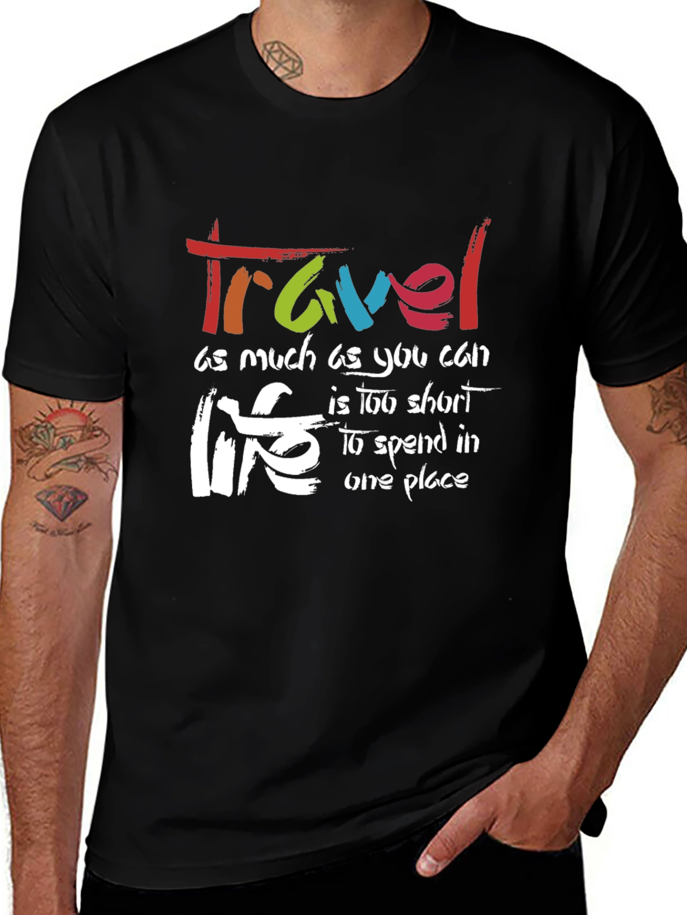 Variant 27 of Travel Life Black Graphic T-Shirt