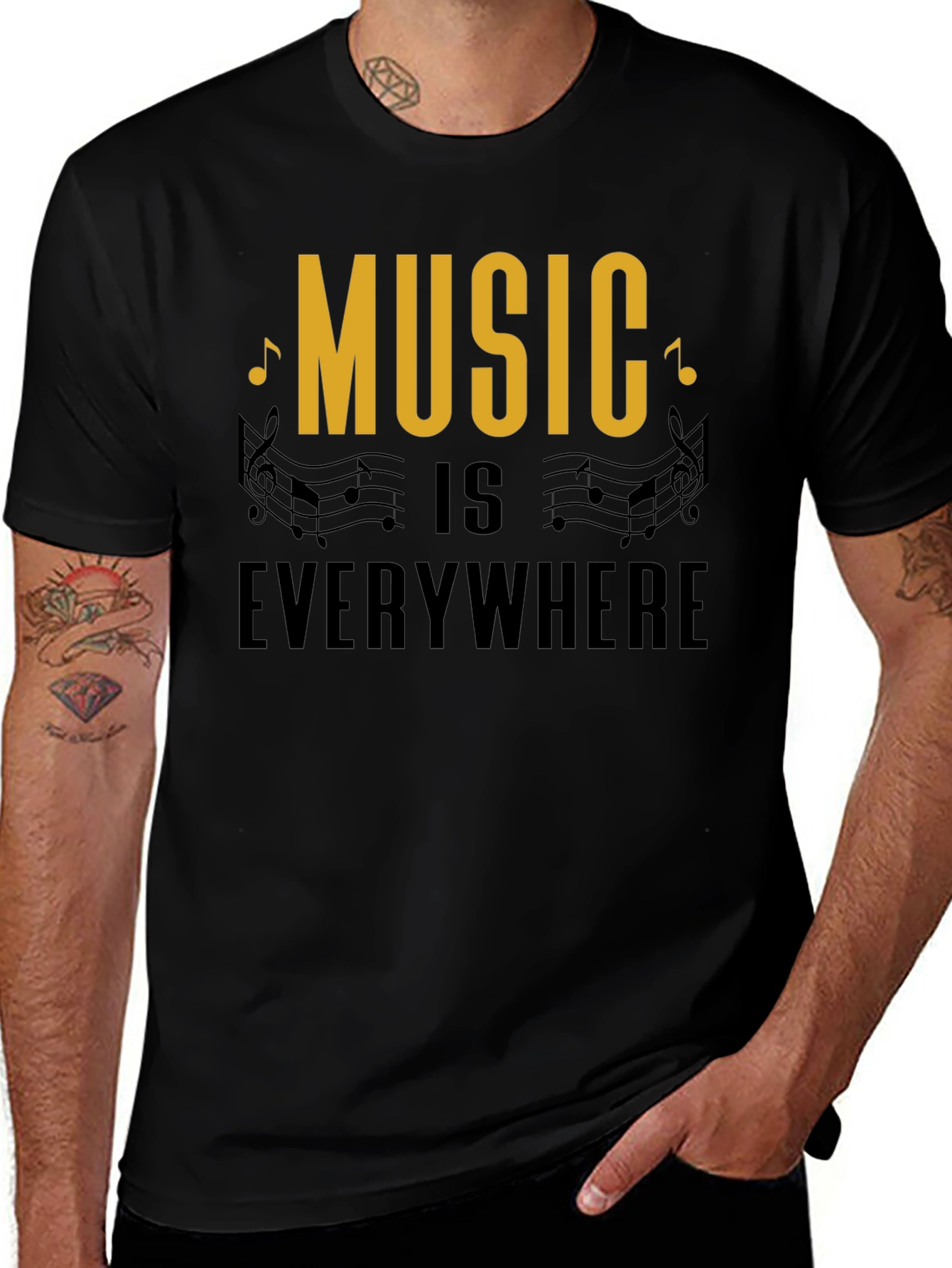 Variant 27 of Music Everywhere Black Graphic T-Shirt