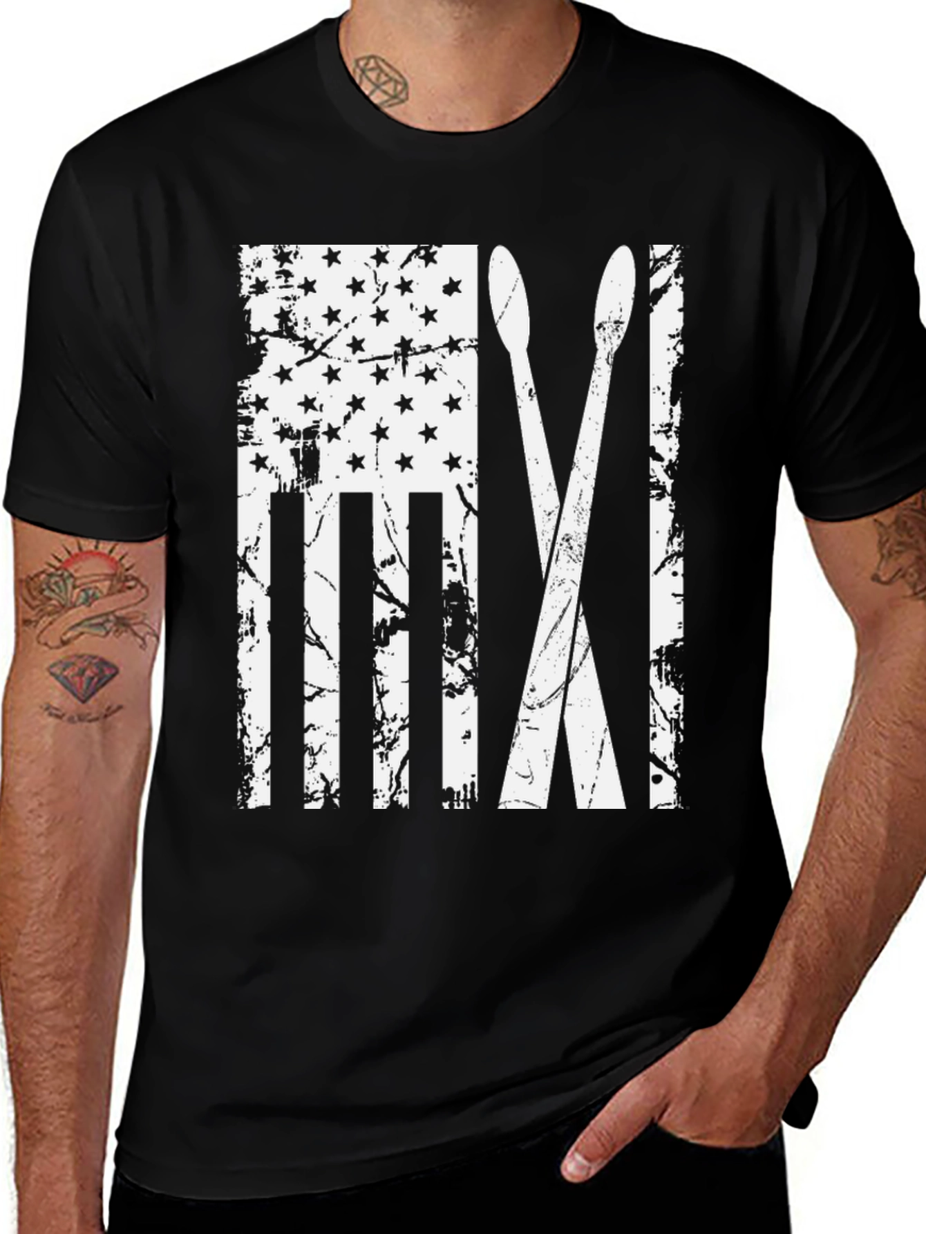 Variant 12 of American Flag Drum Sticks Graphic Tee
