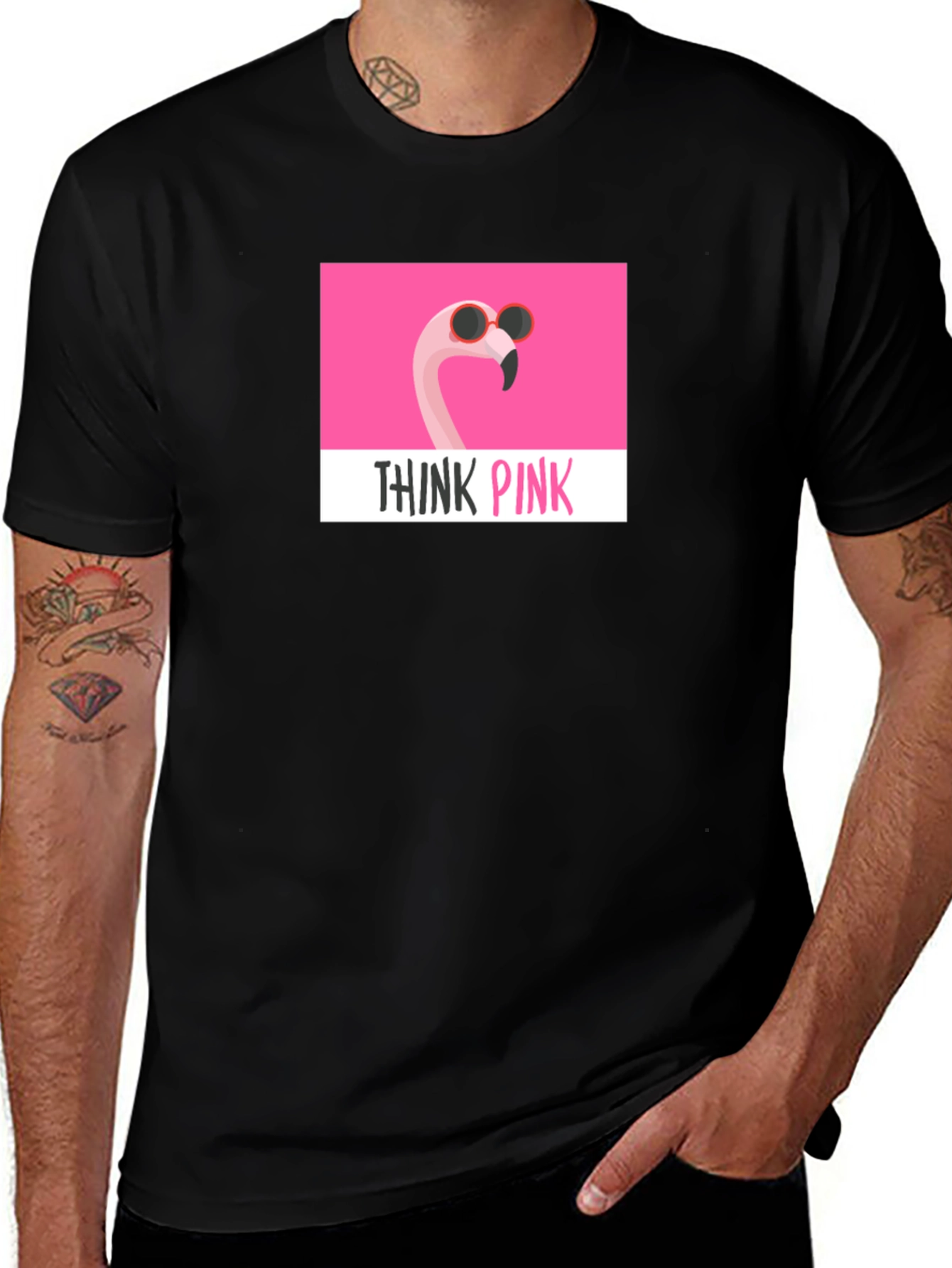 Variant 28 of Think Pink Flamingo T-Shirt - Stylish Graphic Tee