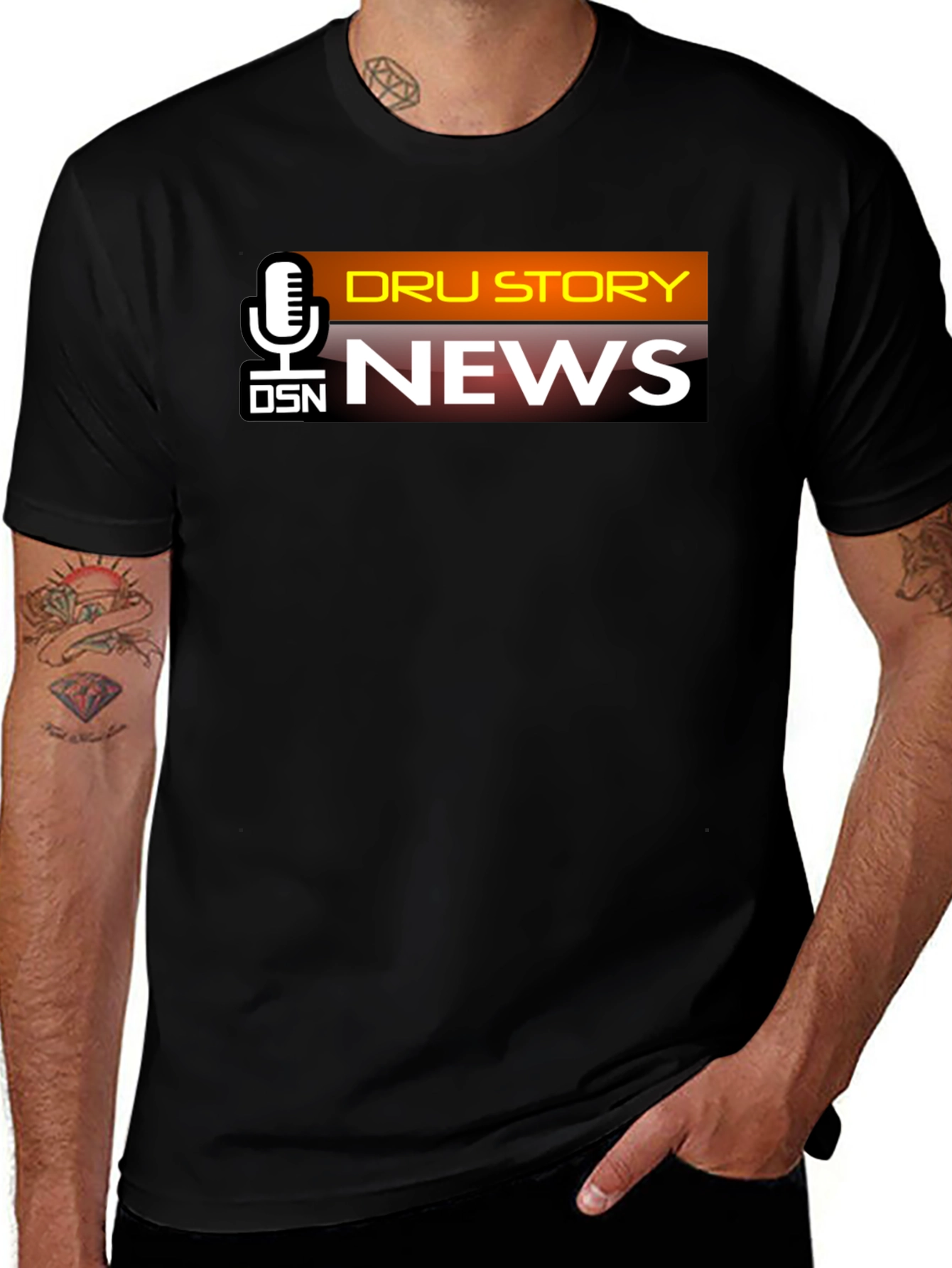 DSN Dru Story News Black T-Shirt