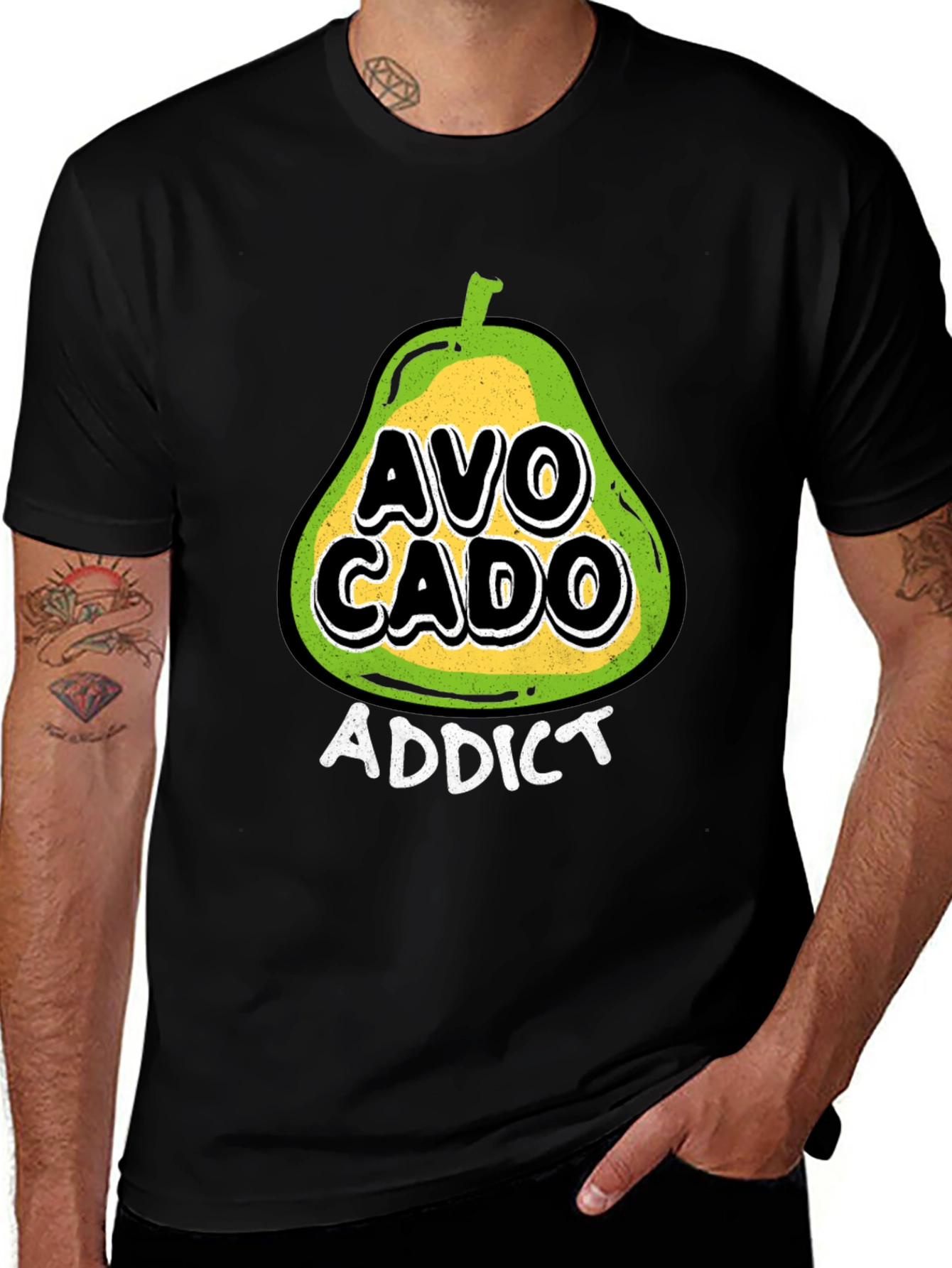 Variant 24 of Avocado Addict Black T-Shirt - Trendy Graphic Tee