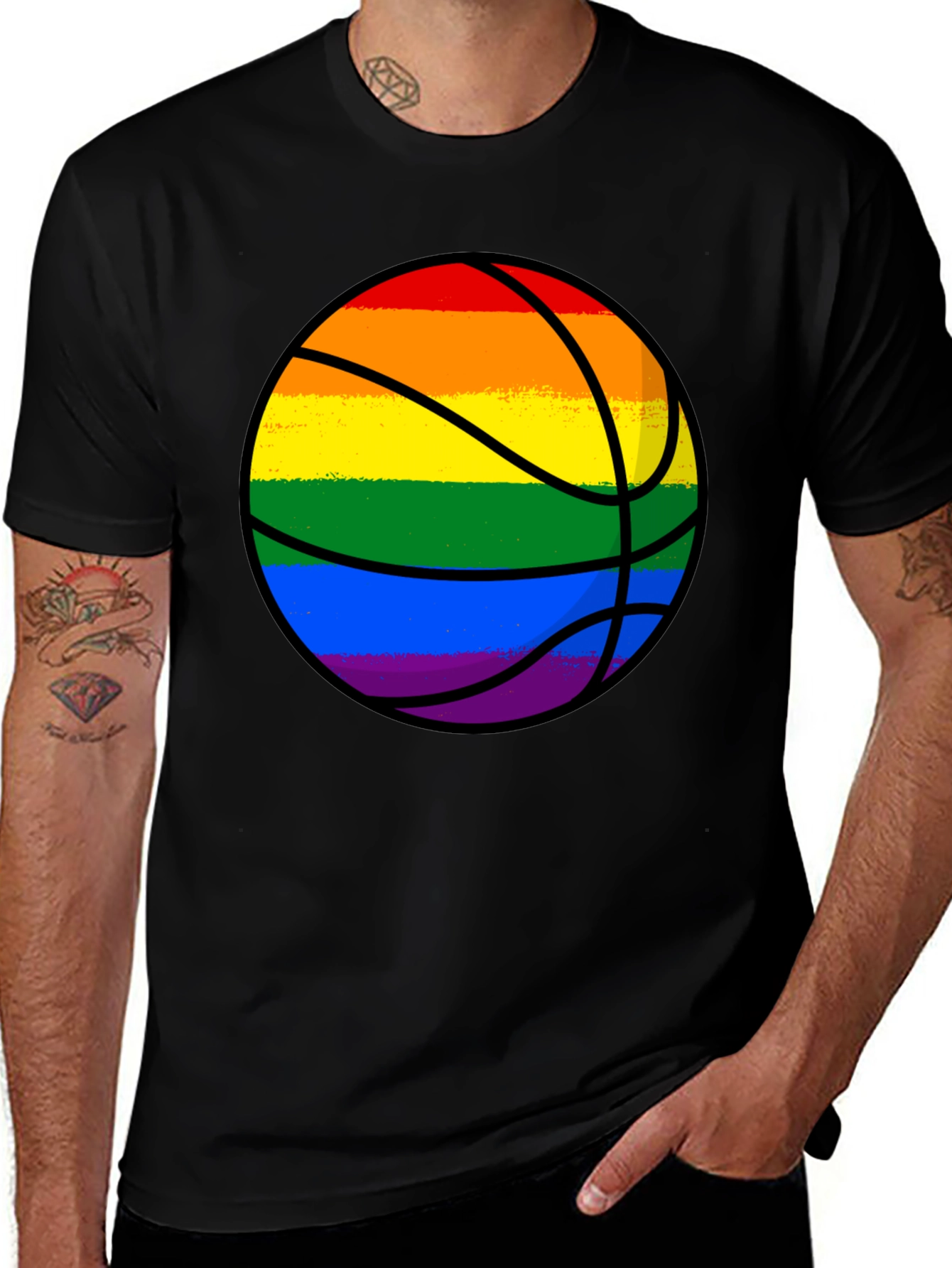 Variant 11 of Rainbow Basketball Graphic Tee - Pride Style