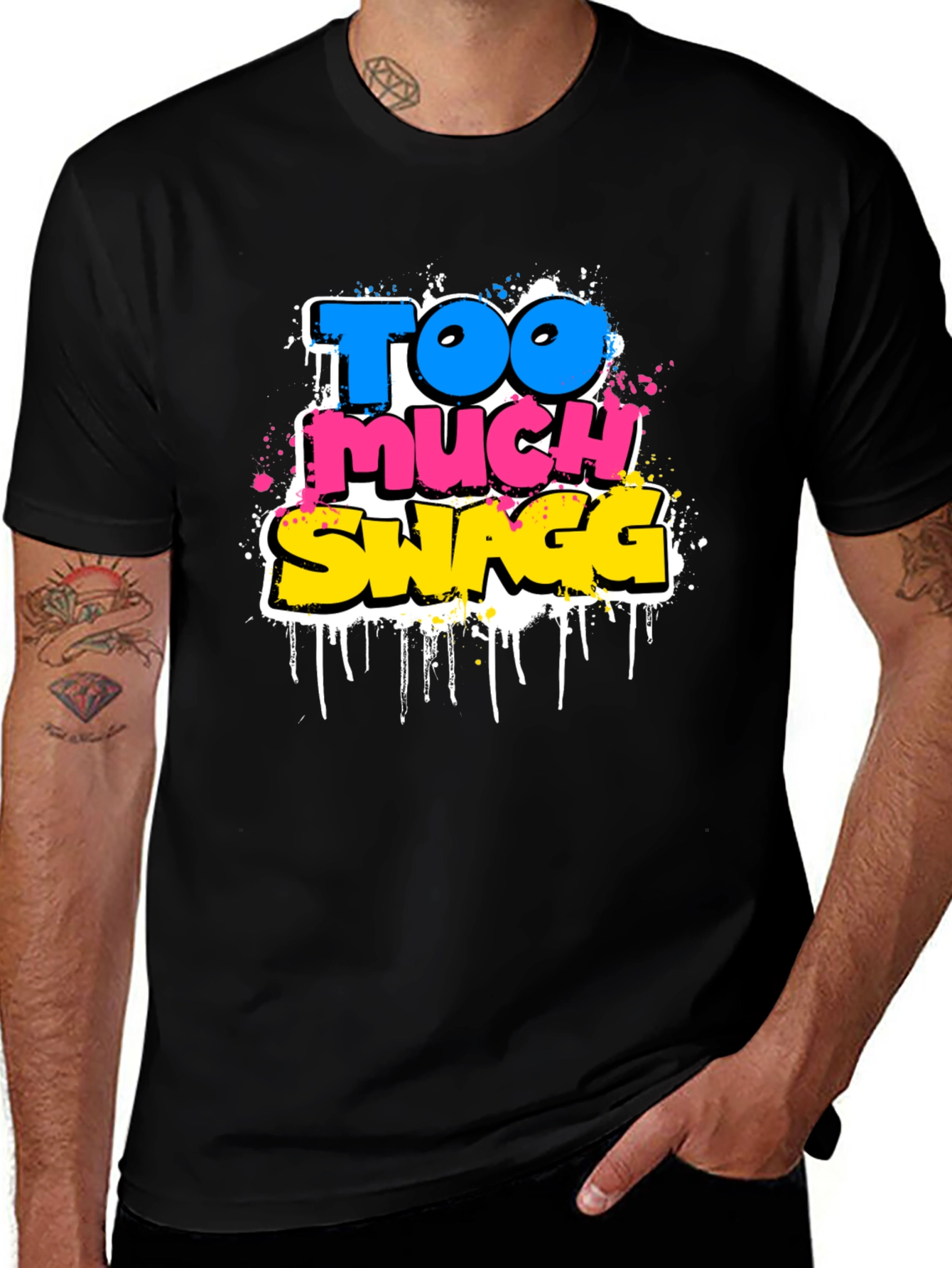 Variant 14 of Too Much Swagg Graphic Tee - Black Cotton T-Shirt