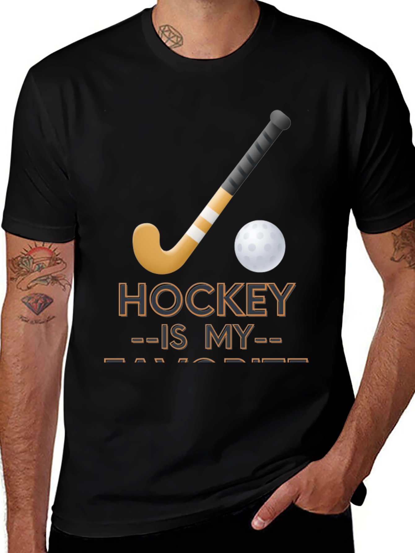 Variant 13 of Hockey Is My Favorite Black T-Shirt