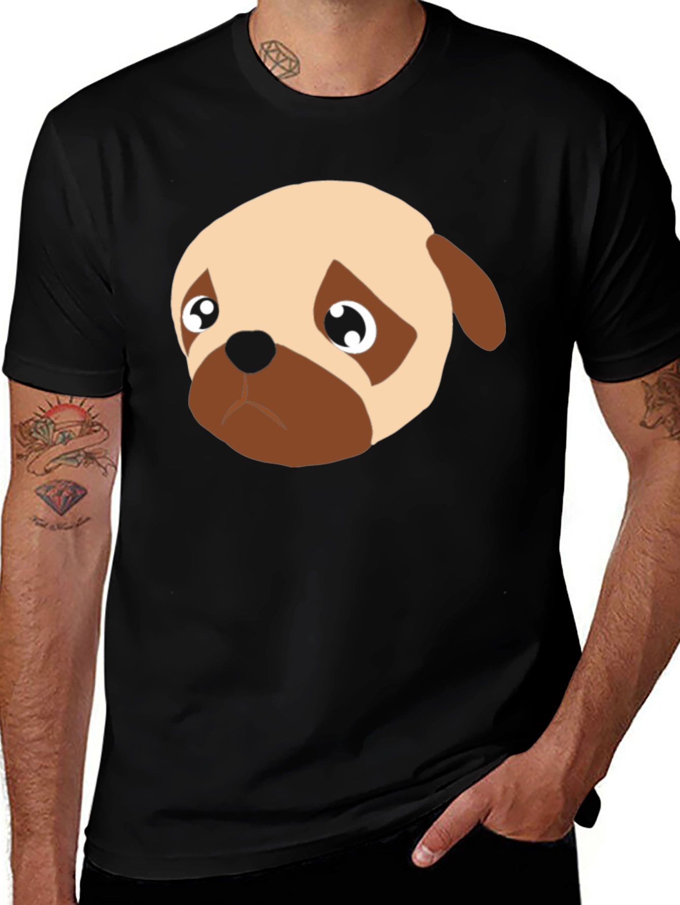 Variant 14 of Sad Pug Graphic Black T-Shirt