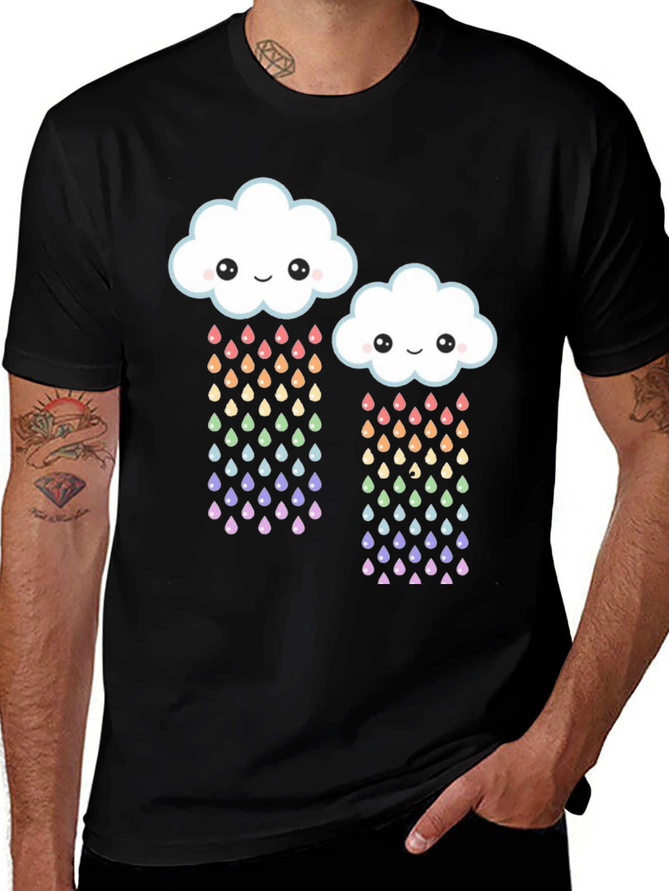 Variant 14 of Cute Cloud Rainbow Drops Graphic Tee